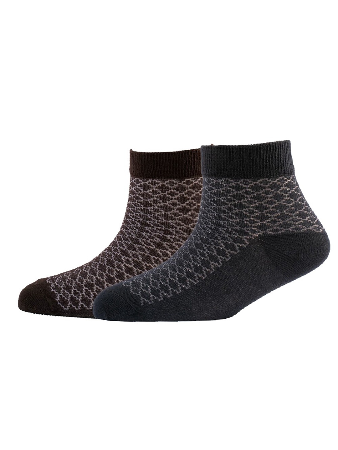 

Cotstyle Men Pack Of 2 Patterned Cotton Ankle Length Socks, Brown
