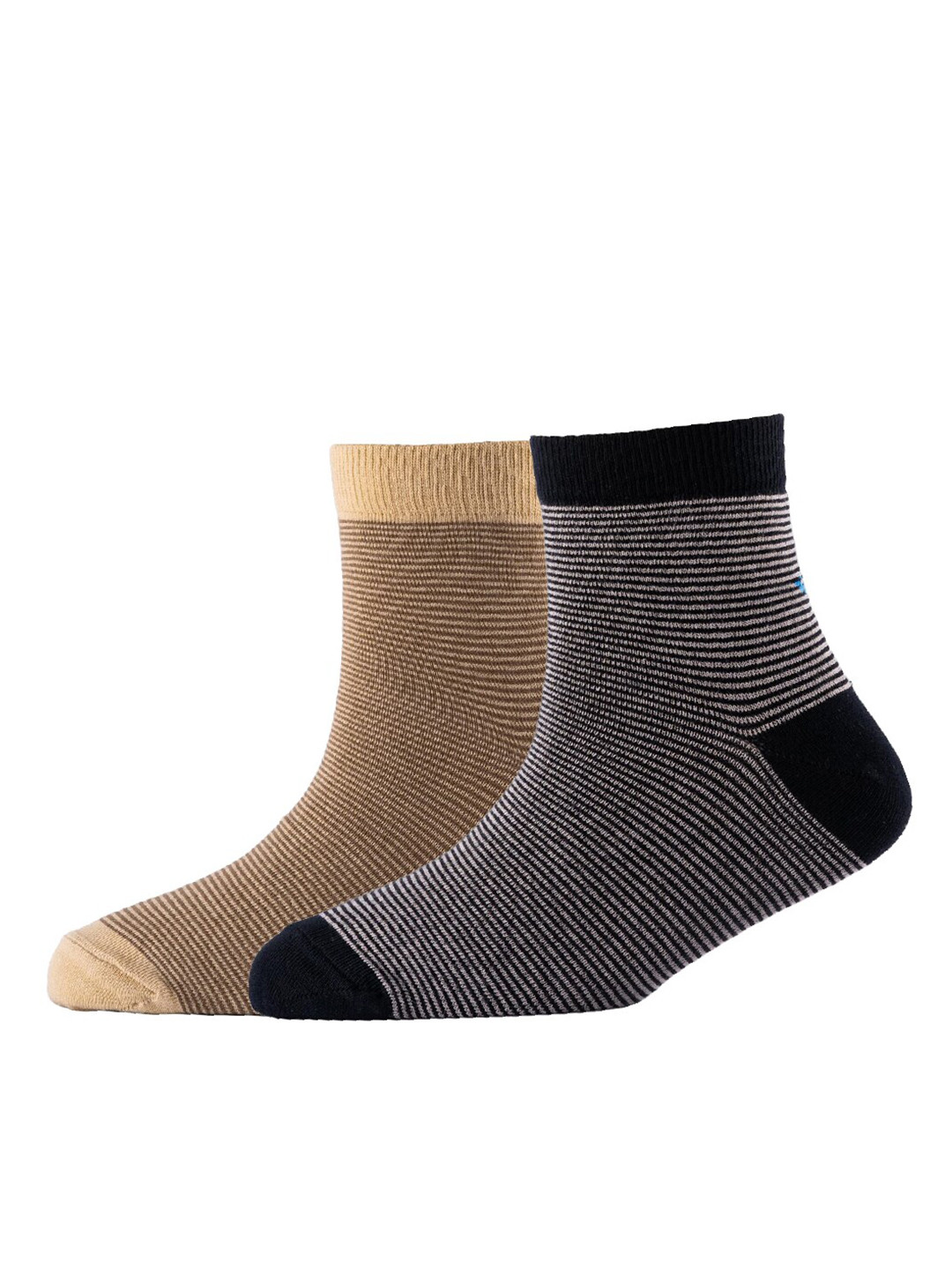 

Cotstyle Men Pack Of 2 Striped Cotton Ankle Length Socks, Beige