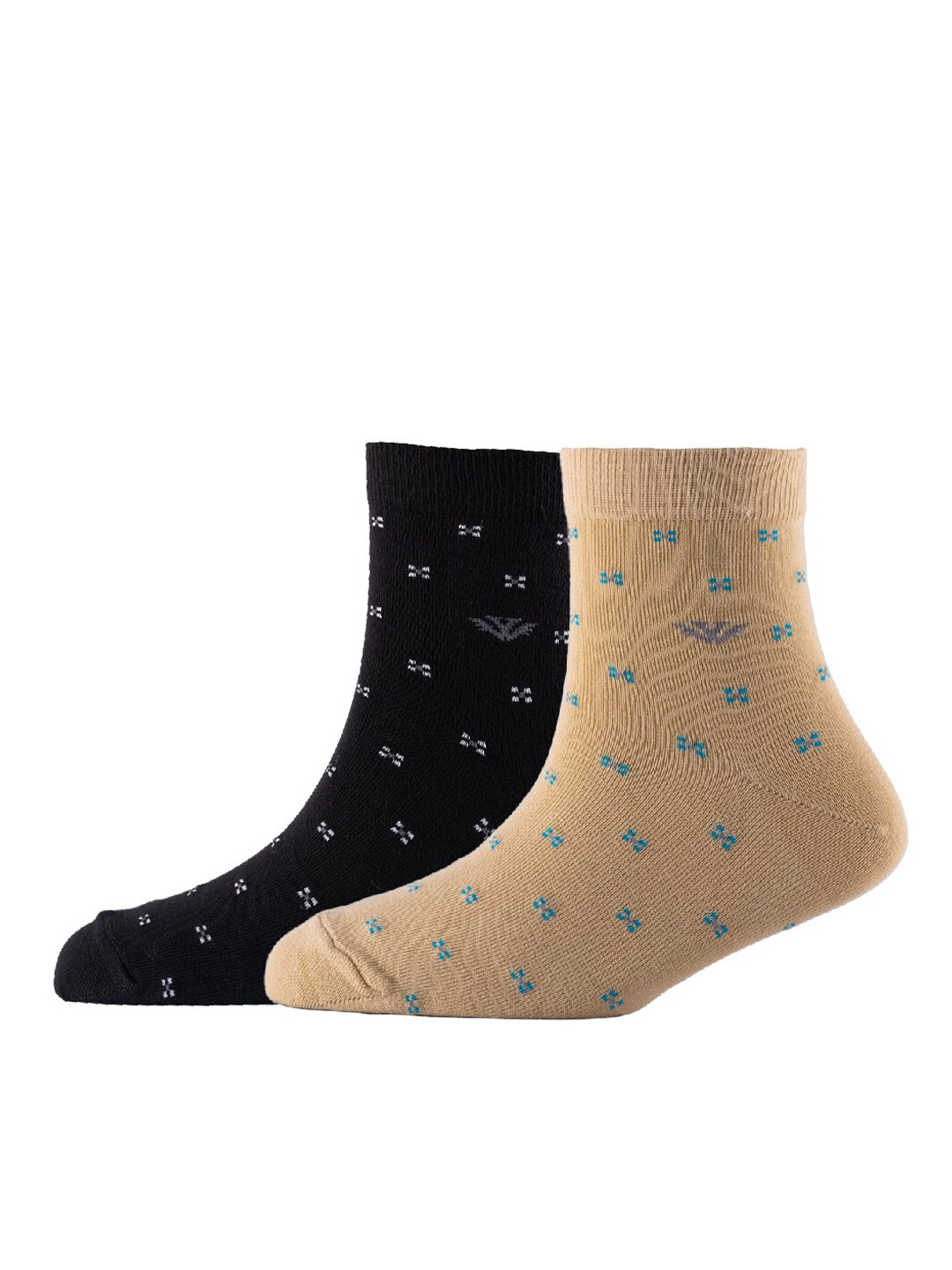 

Cotstyle Men Pack Of 2 Patterned Cotton Ankle Length Socks, Black
