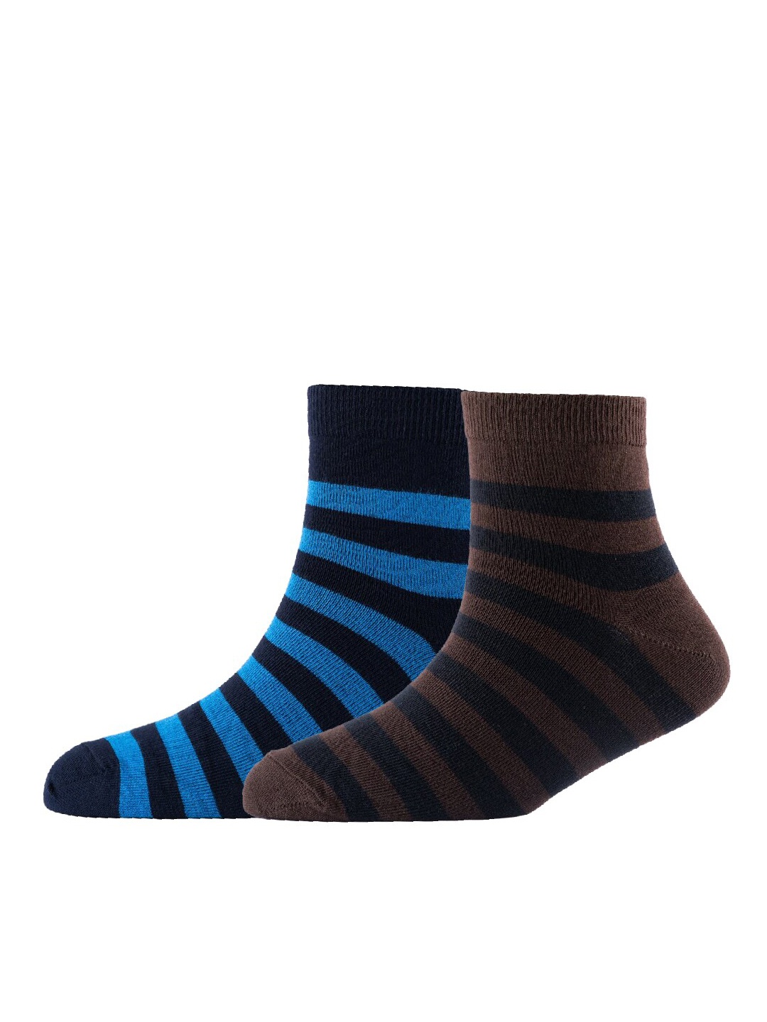 

Cotstyle Men Pack Of 2 Striped Cotton Ankle Length Socks, Navy blue