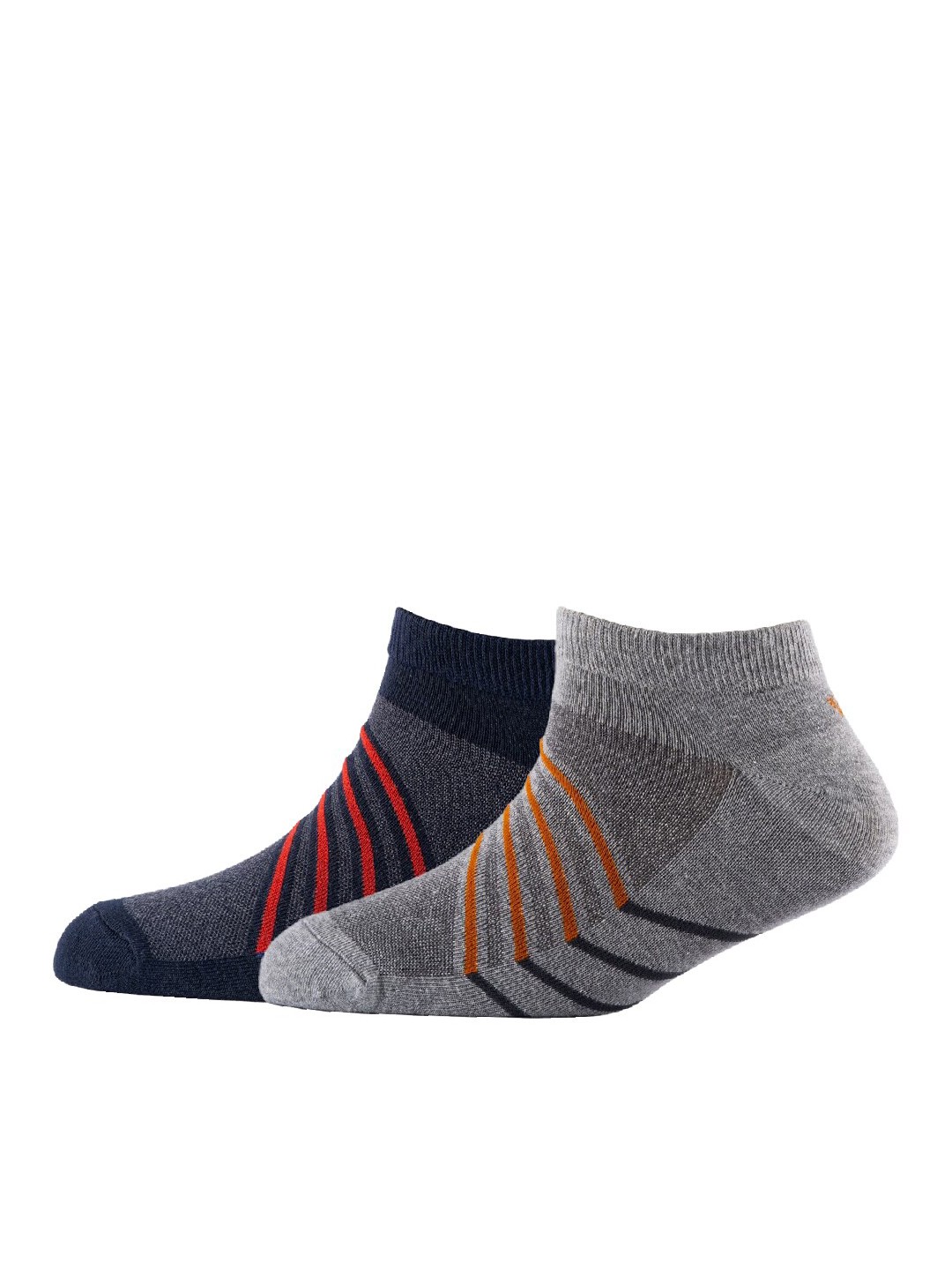 

Cotstyle Men Pack Of 2 Patterned Cotton Ankle Length Socks, Grey melange