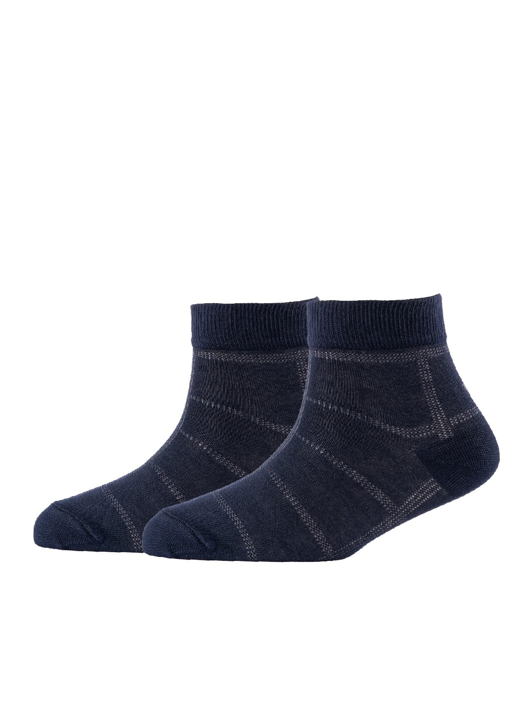 

Cotstyle Men Pack Of 2 Patterned Cotton Ankle Length Socks, Navy blue