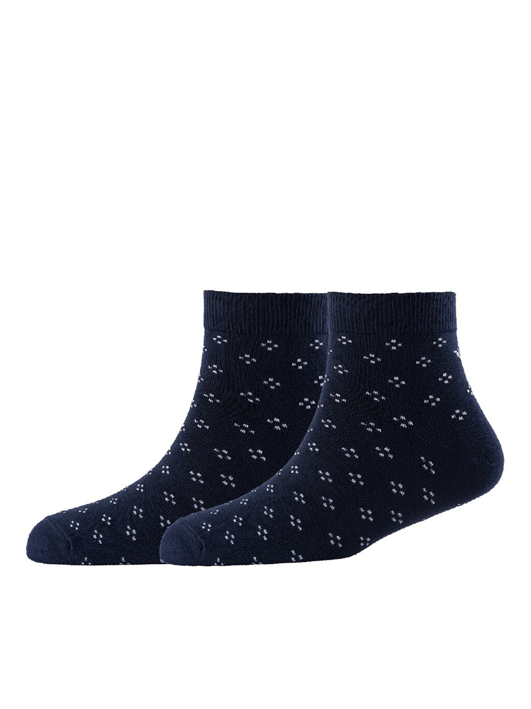 

Cotstyle Pack Of 2 Patterned Cotton Ankle Length Socks, Navy blue