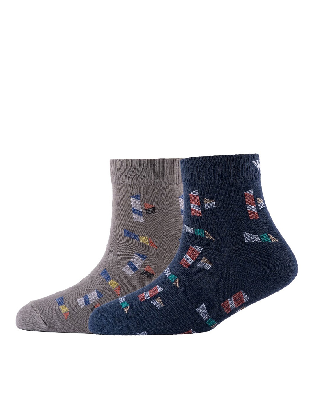 

Cotstyle Pack Of 2 Patterned Cotton Ankle Length Socks, Grey