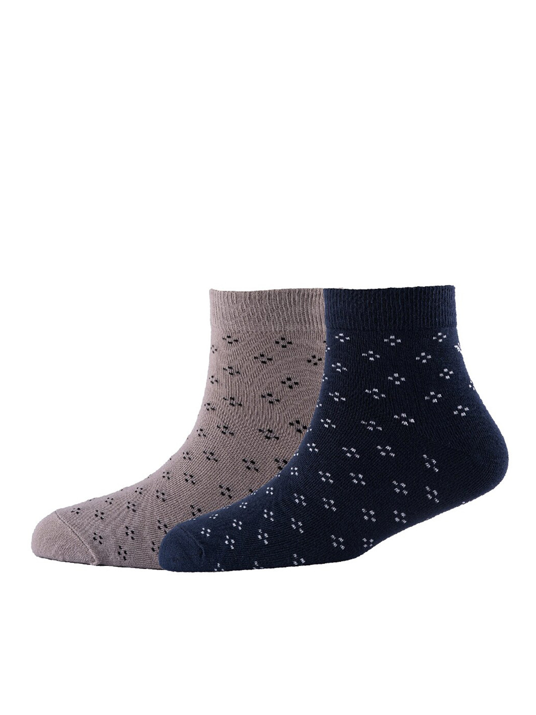 

Cotstyle Men Pack Of 2 Patterned Cotton Ankle Length Socks, Navy blue