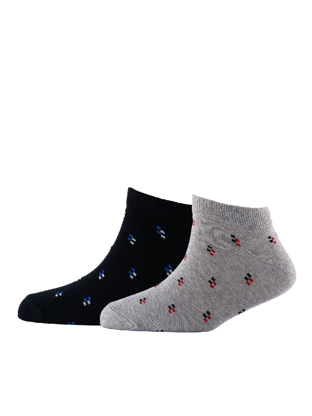 

Cotstyle Men Pack Of 2 Patterned Cotton Ankle Length Socks, Black