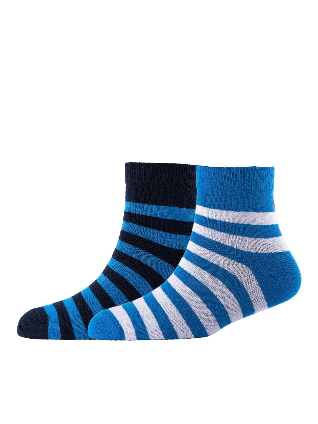 

Cotstyle Men Pack Of 2 Striped Cotton Ankle Length Socks, Navy blue