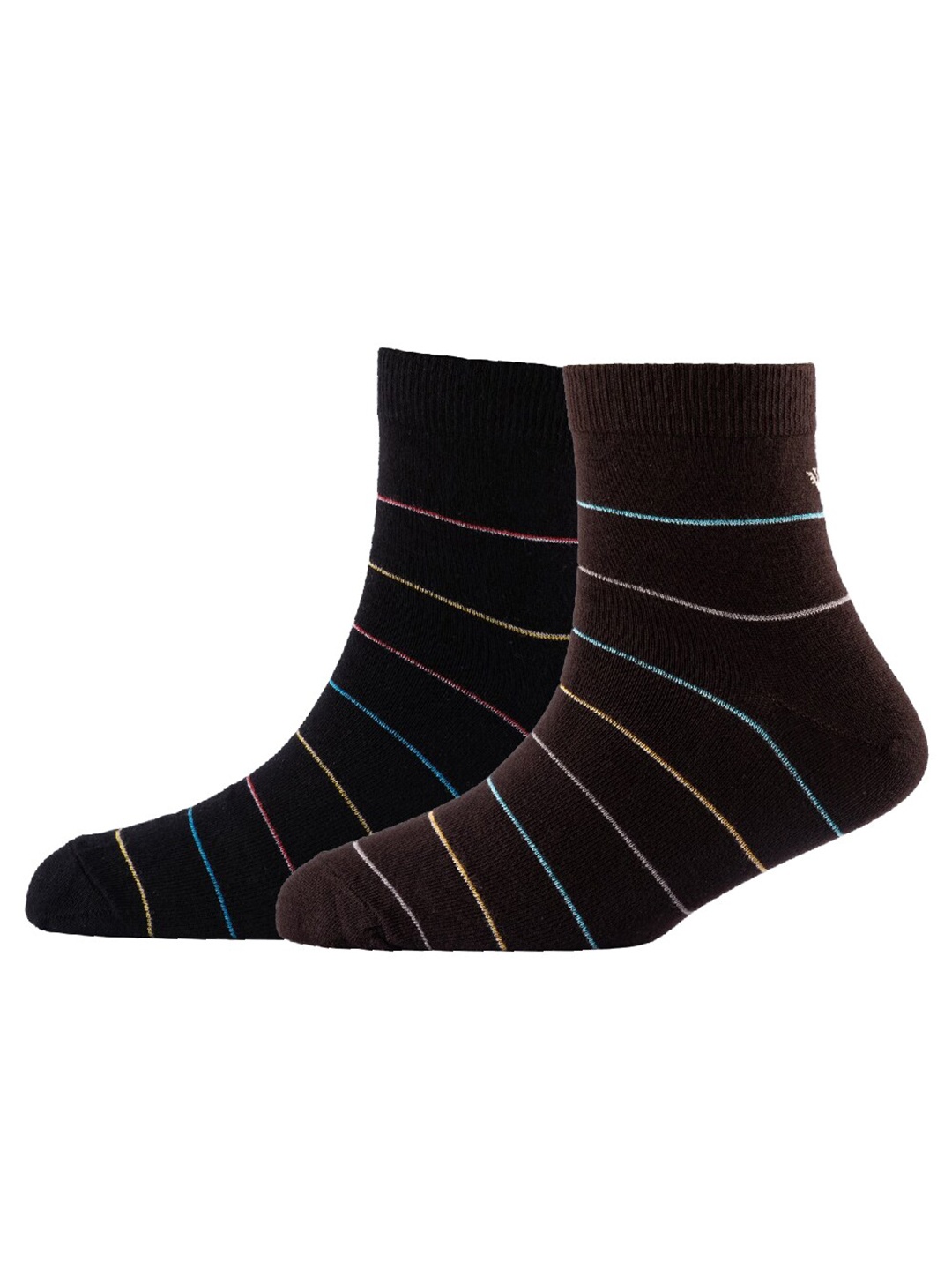 

Cotstyle Men Pack Of 2 Striped Cotton Ankle Length Socks, Black