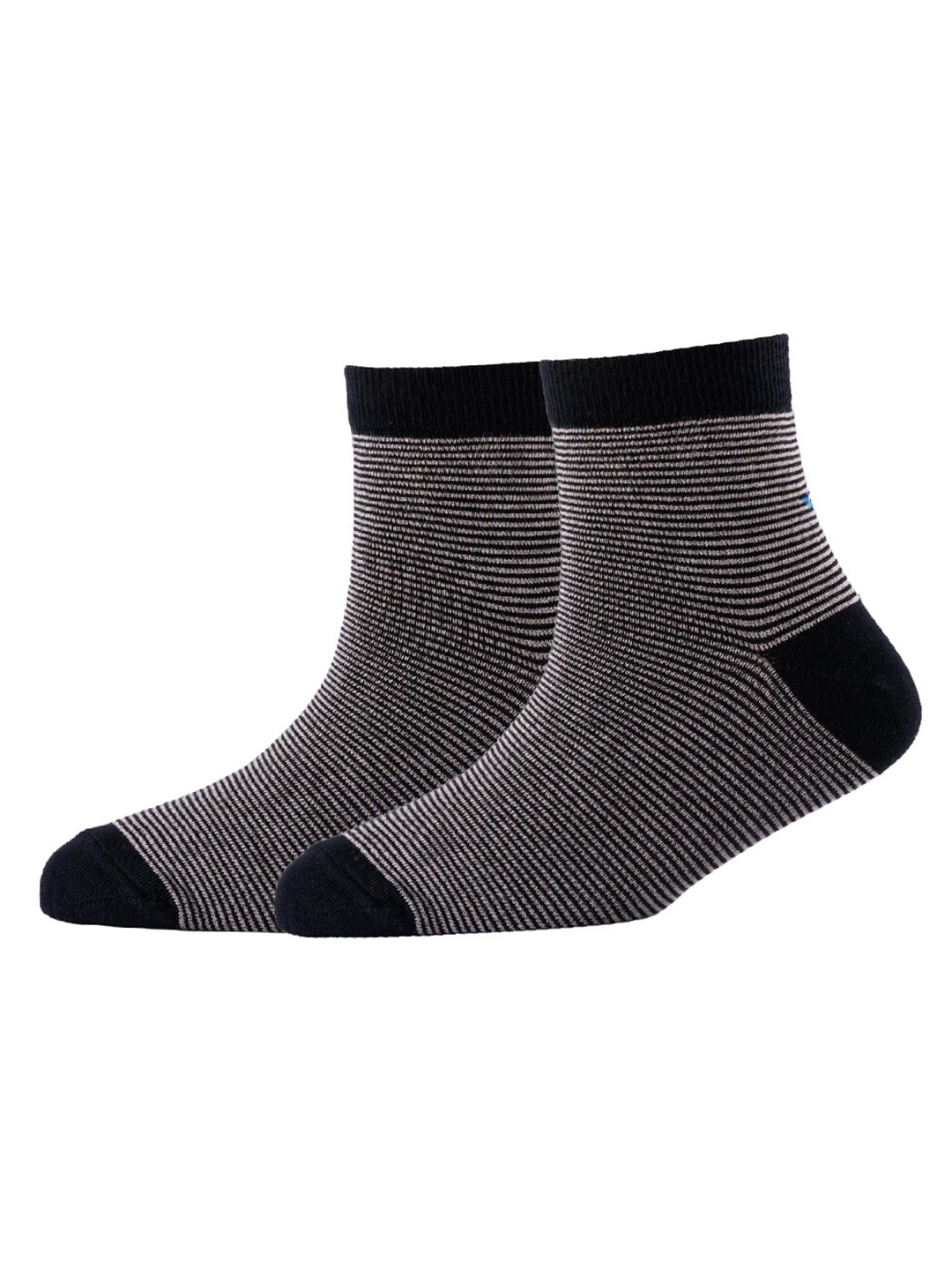 

Cotstyle Men Pack Of 2 Striped Cotton Ankle Length Socks, Black
