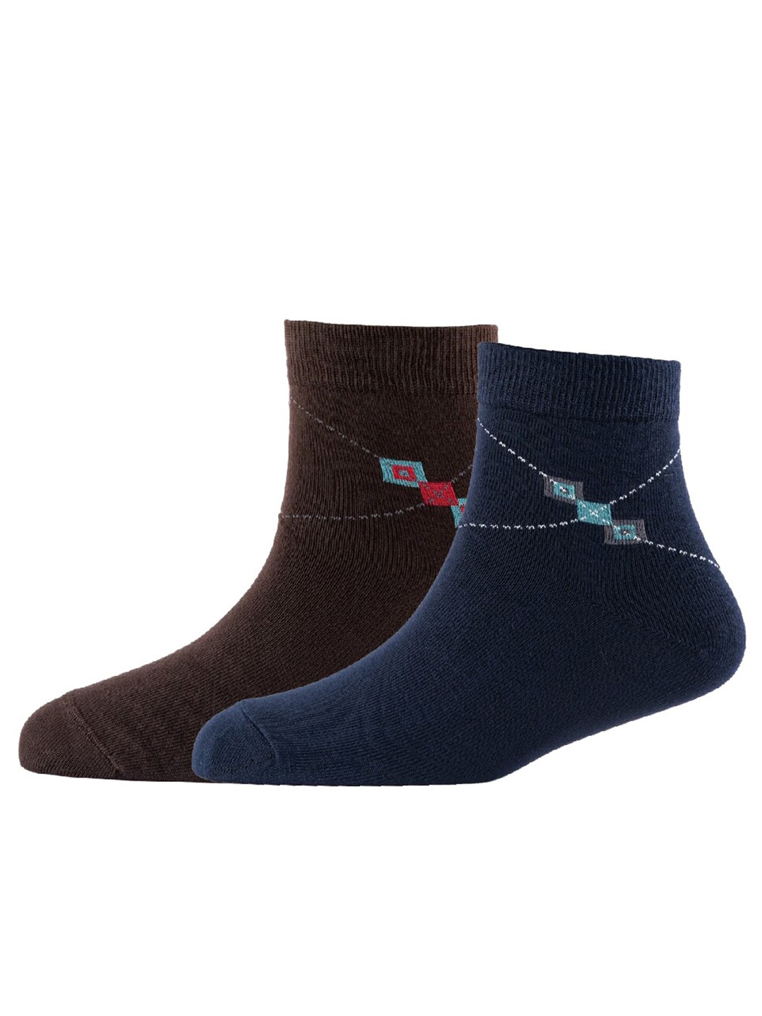 

Cotstyle Men Pack Of 2 Patterned Cotton Ankle Length Socks, Brown
