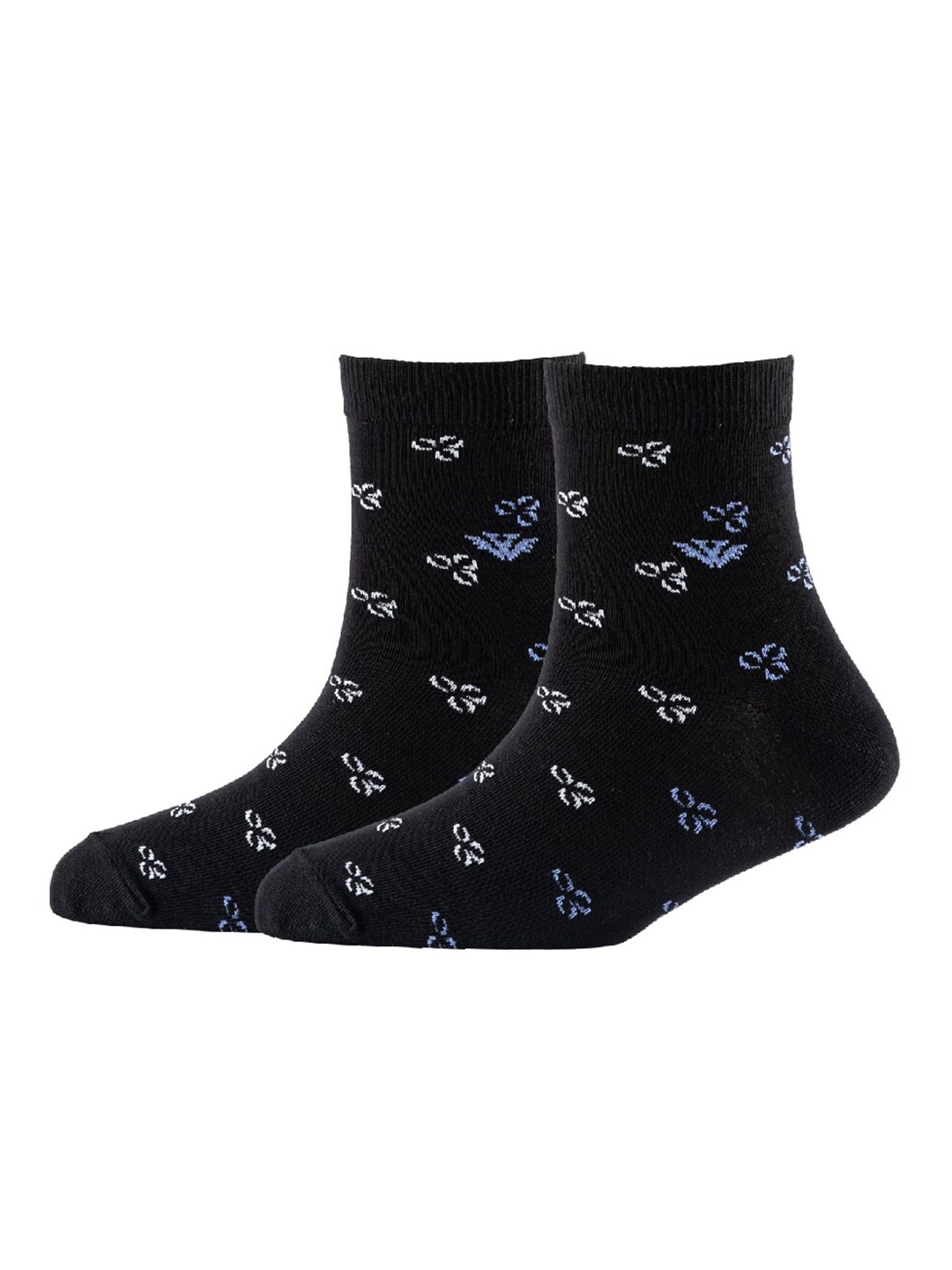 

Cotstyle Men Pack Of 2 Patterned Cotton Ankle Length Socks, Black