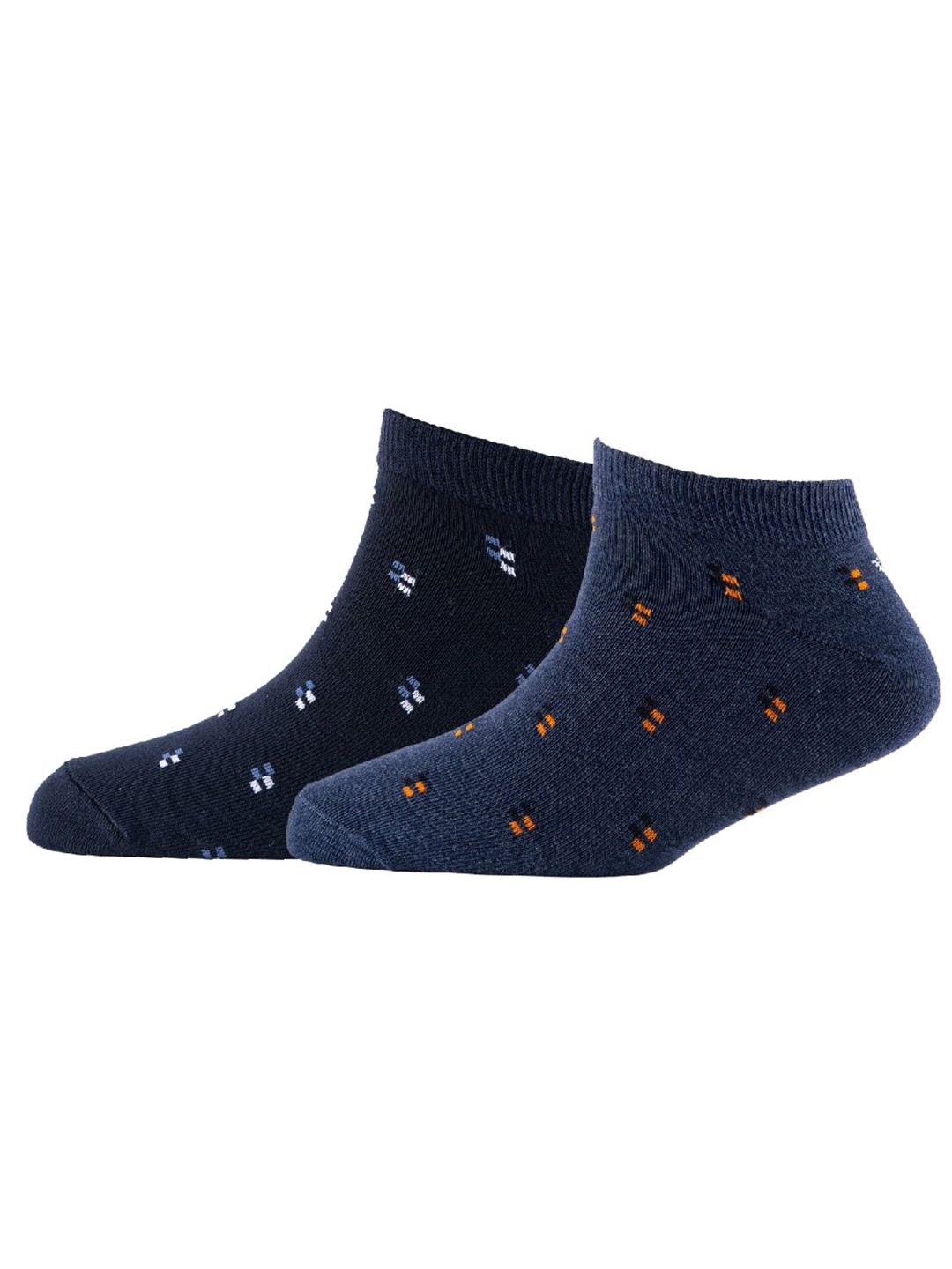 

Cotstyle Men Pack Of 2 Patterned Cotton Ankle Length Socks, Navy blue
