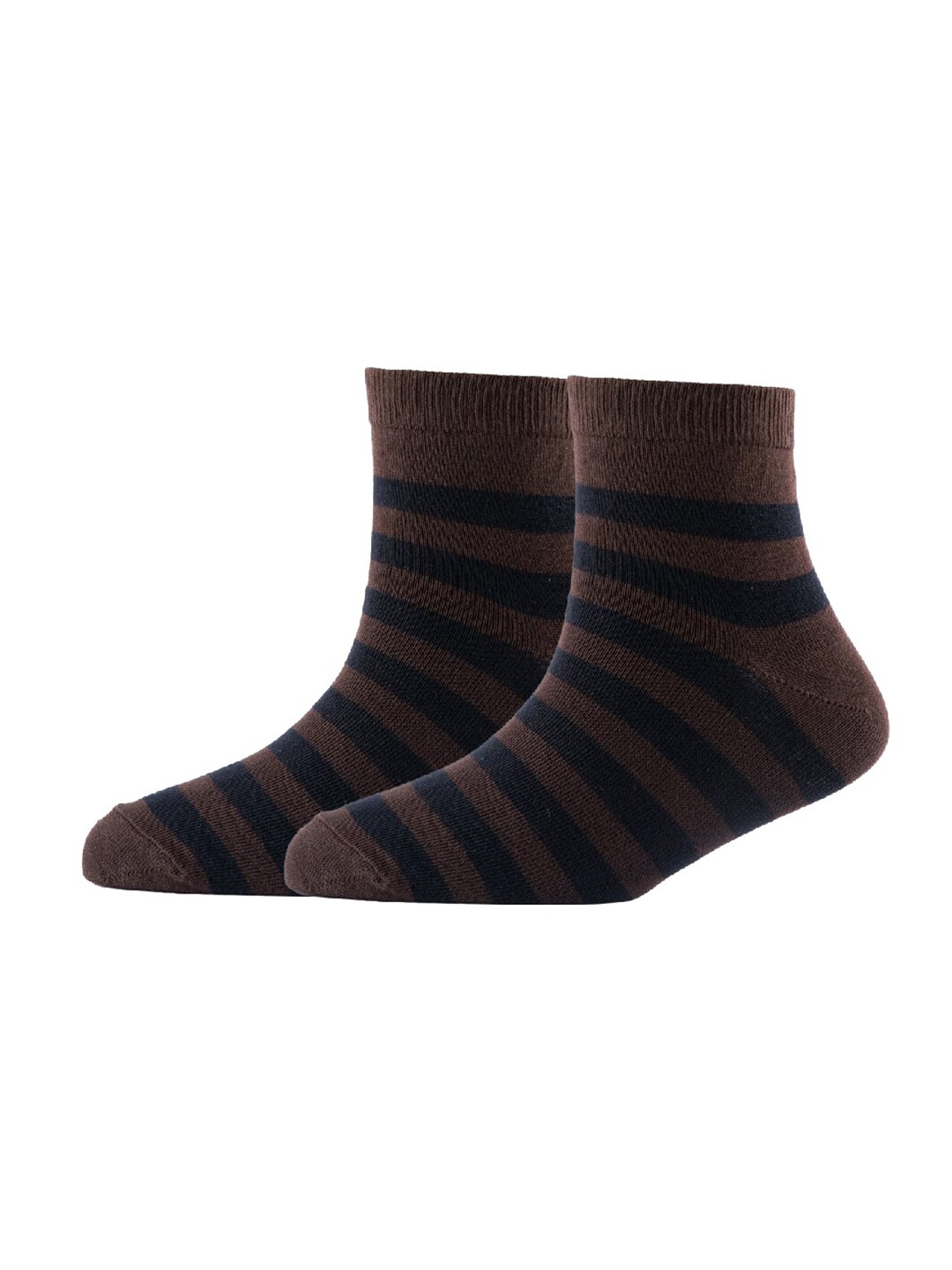 

Cotstyle Men Pack Of 2 Striped Cotton Ankle Length Socks, Brown