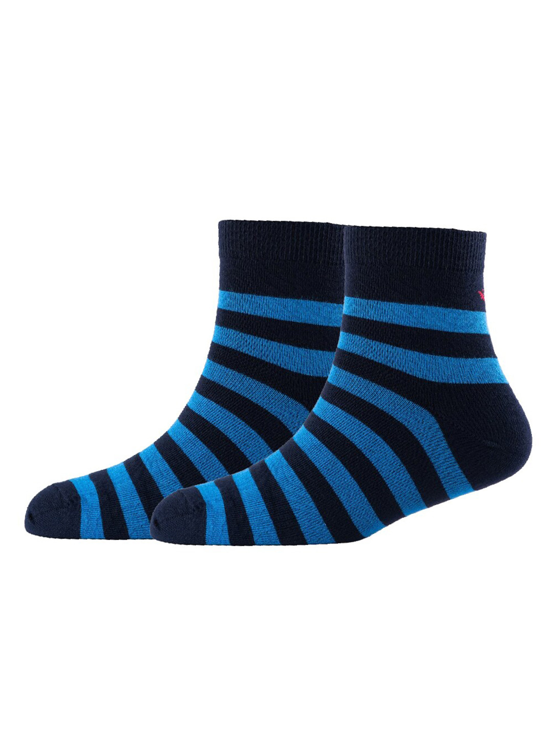 

Cotstyle Men Pack Of 2 Striped Cotton Ankle Length Socks, Navy blue
