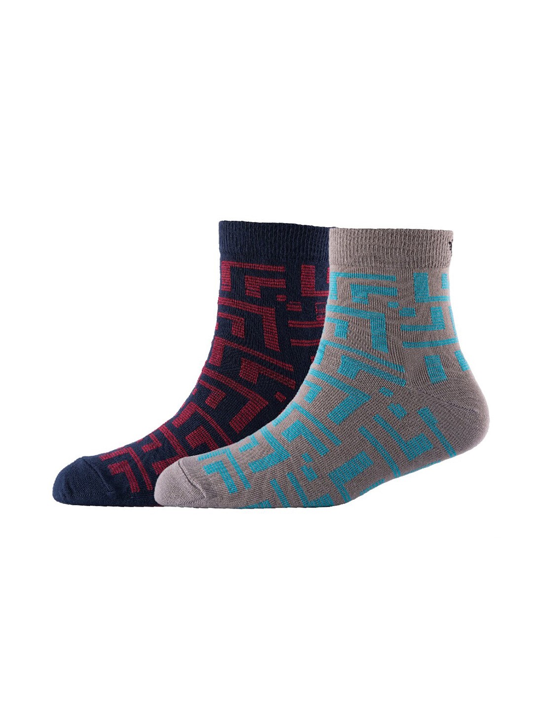 

Cotstyle Men Pack Of 2 Patterned Cotton Ankle Length Socks, Navy blue