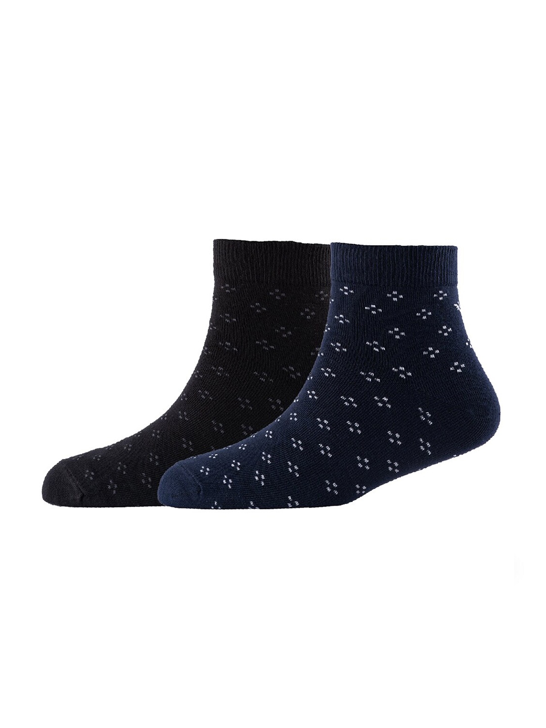 

Cotstyle Men Pack Of 2 Patterned Cotton Ankle Length Socks, Black