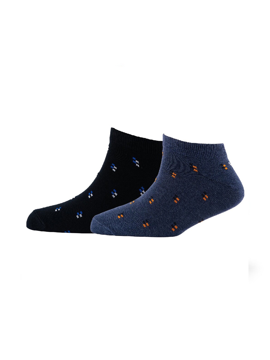 

Cotstyle Men Pack Of 2 Patterned Cotton Ankle Length Socks, Black