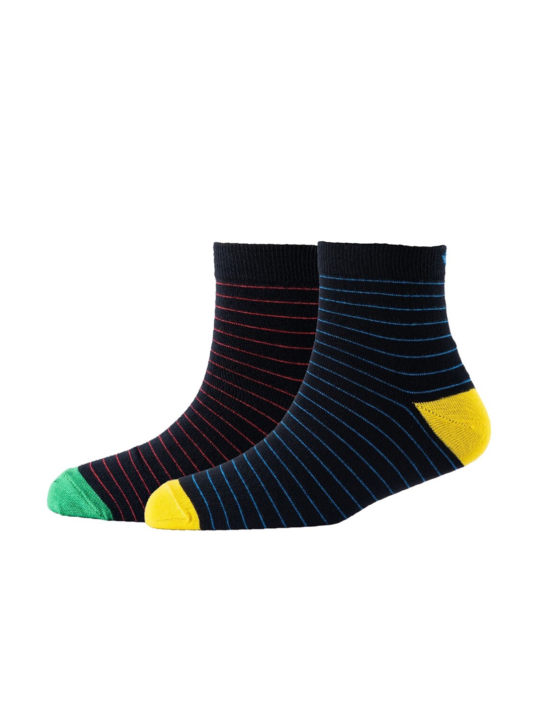 

Cotstyle Men Pack Of 2 Striped Cotton Ankle Length Socks, Black