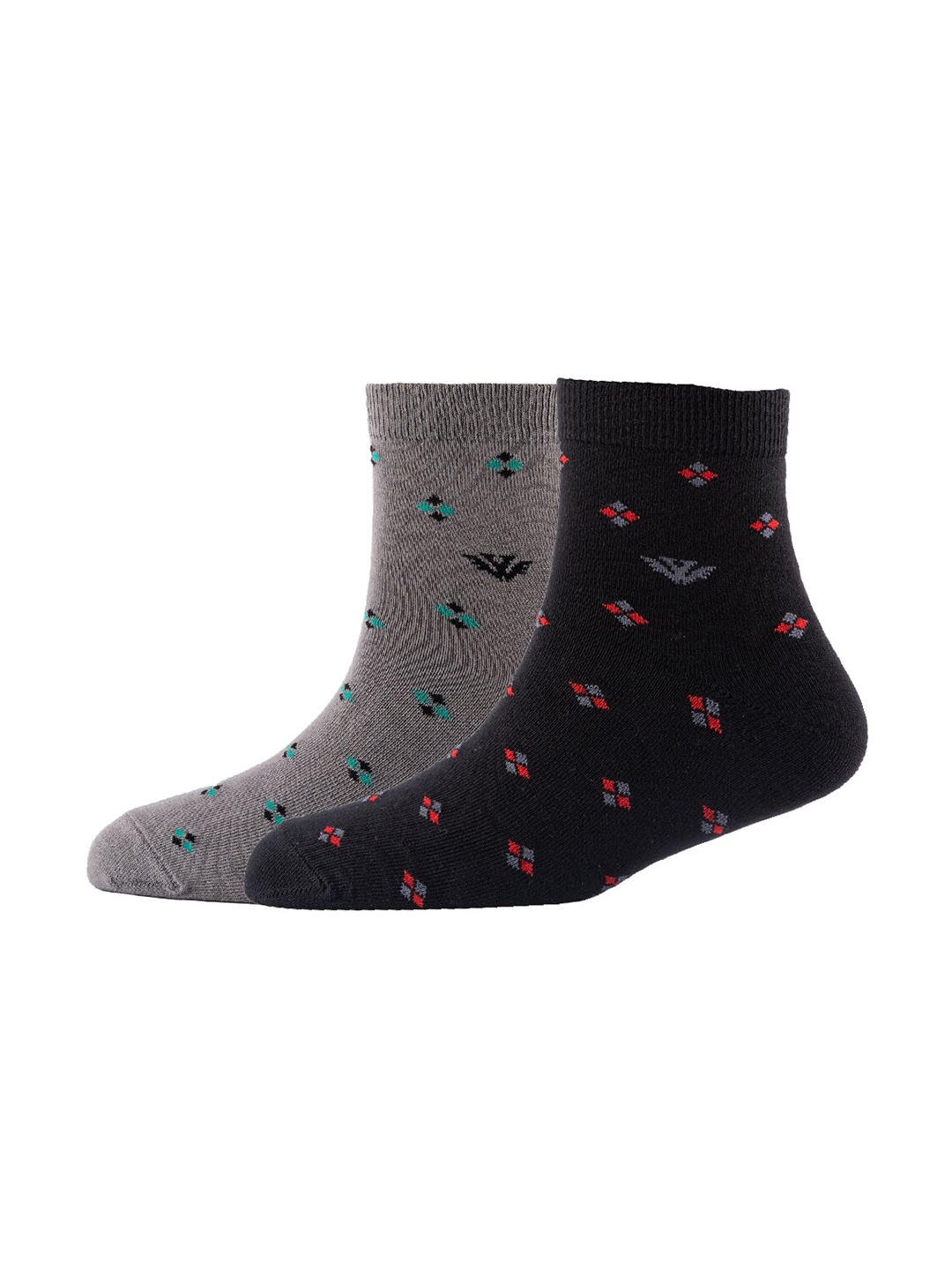 

Cotstyle Men Pack Of 2 Patterned Cotton Ankle Length Socks, Grey