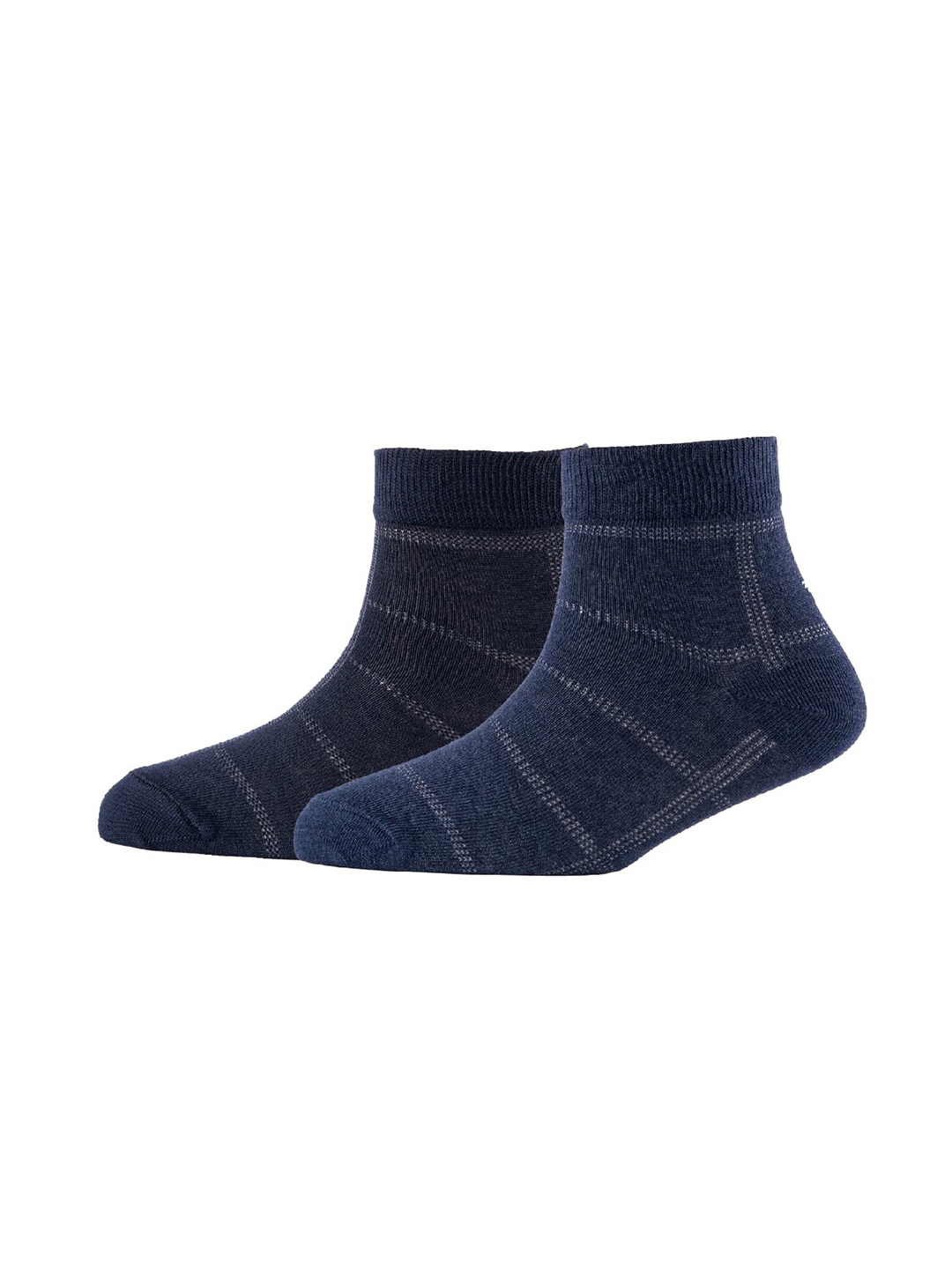 

Cotstyle Men Pack Of 2 Patterned Cotton Ankle Length Socks, Navy blue