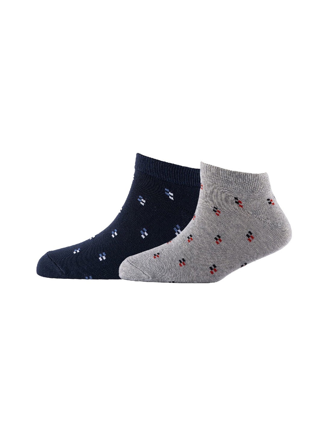 

Cotstyle Men Pack Of 2 Patterned Cotton Ankle Length Socks, Navy blue