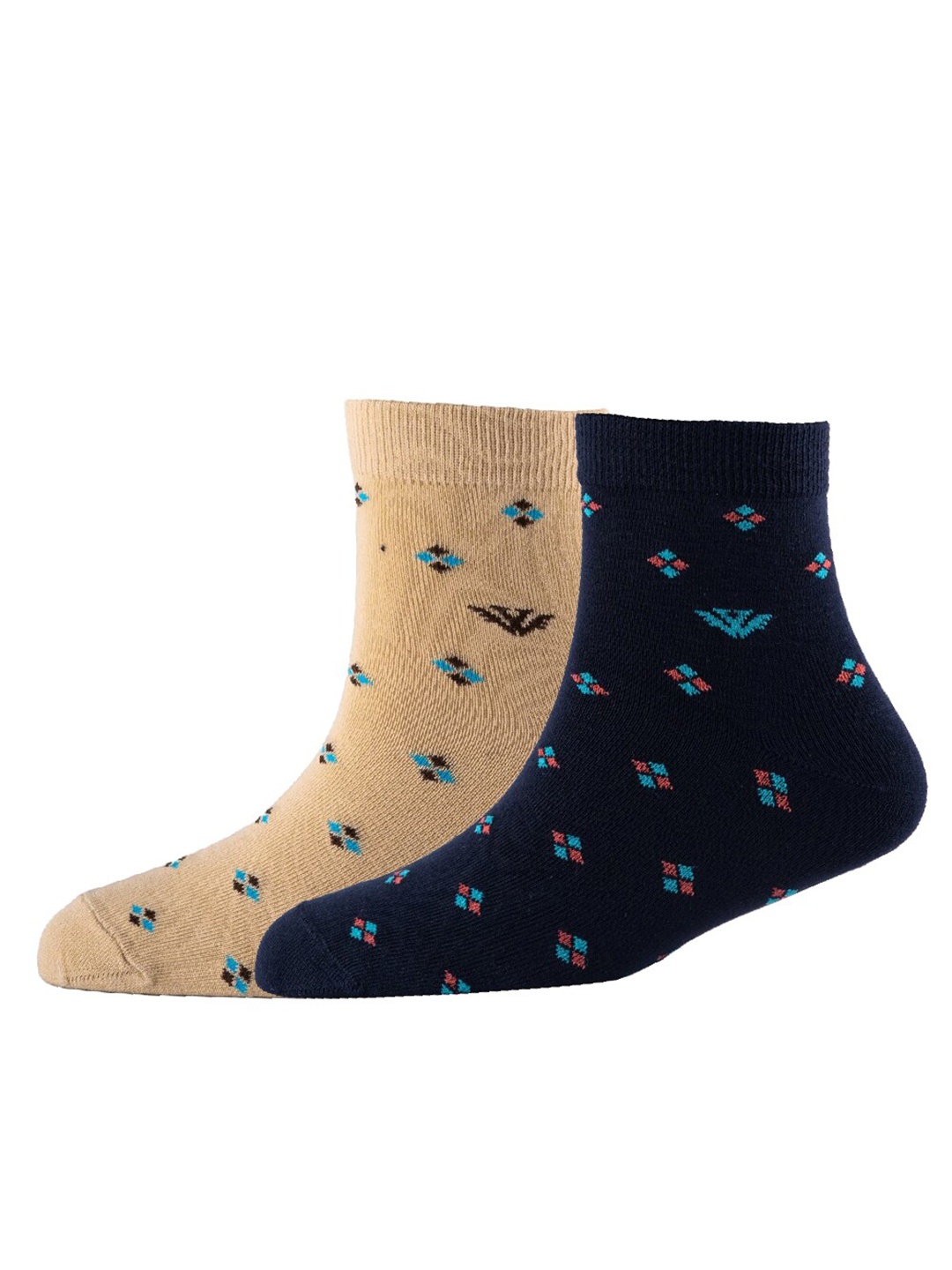 

Cotstyle Men Pack Of 2 Patterned Cotton Ankle Length Socks, Beige