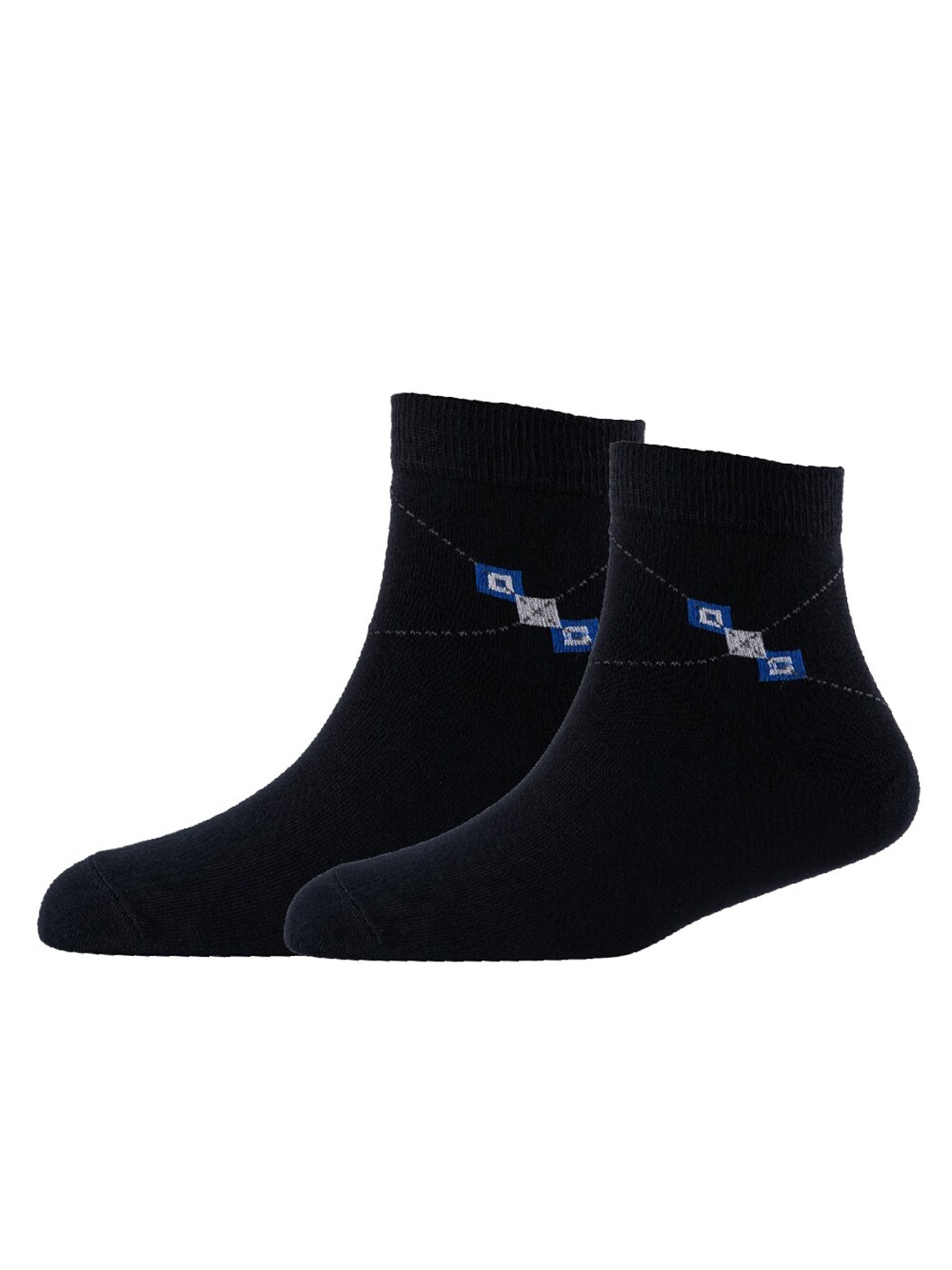 

Cotstyle Men Pack Of 2 Patterned Cotton Ankle Length Socks, Black