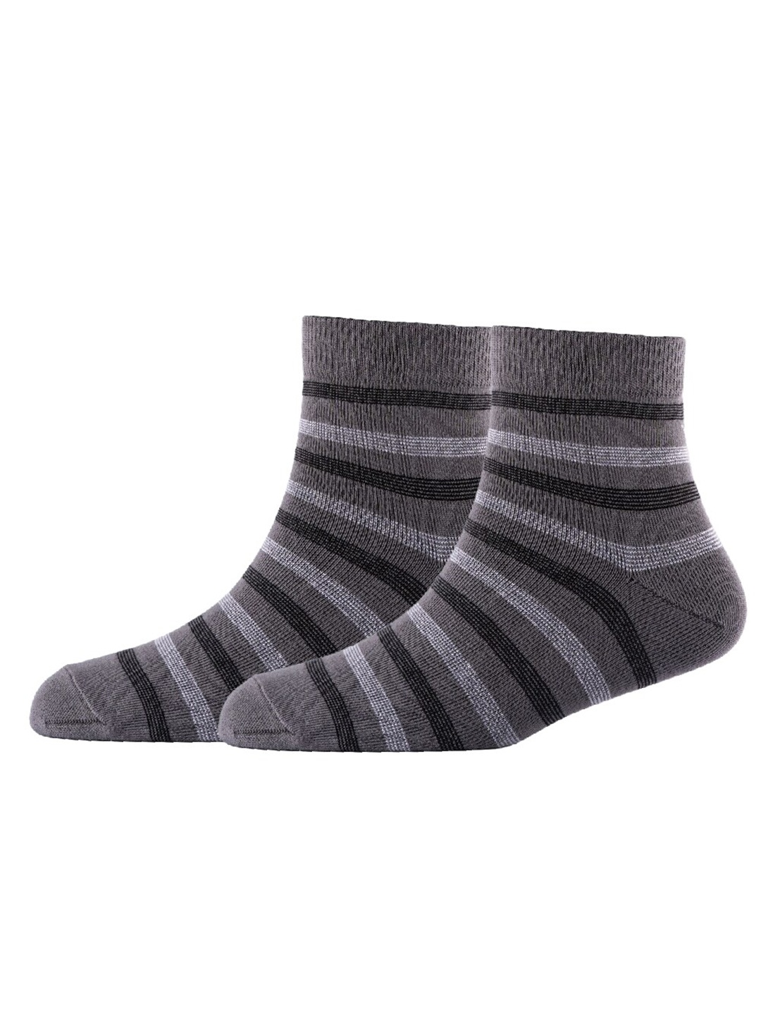 

Cotstyle Men Pack Of 2 Striped Cotton Ankle Length Socks, Grey