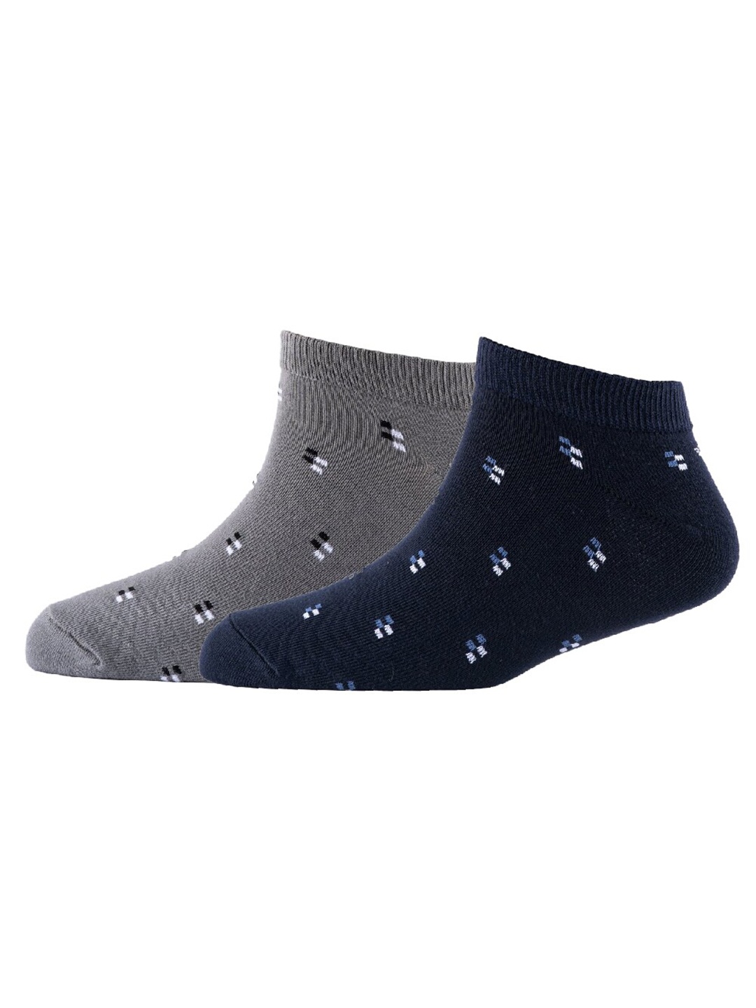 

Cotstyle Men Pack Of 2 Patterned Cotton Ankle Length Socks, Grey