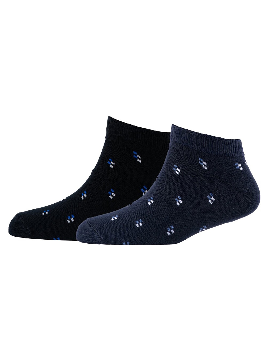 

Cotstyle Men Pack Of 2 Patterned Cotton Ankle Length Socks, Black