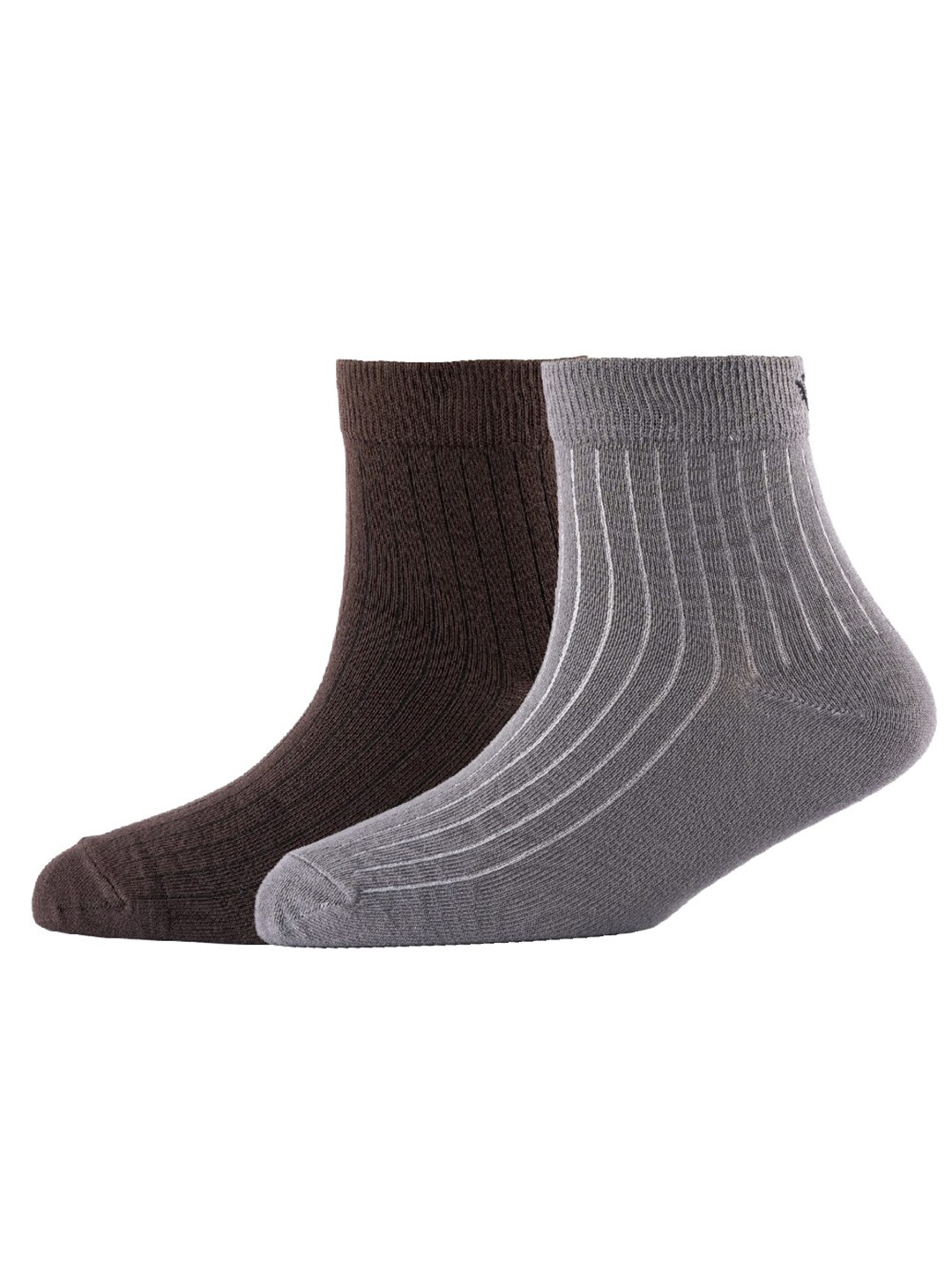 

Cotstyle Men Pack Of 2 Striped Cotton Ankle Length Socks, Brown