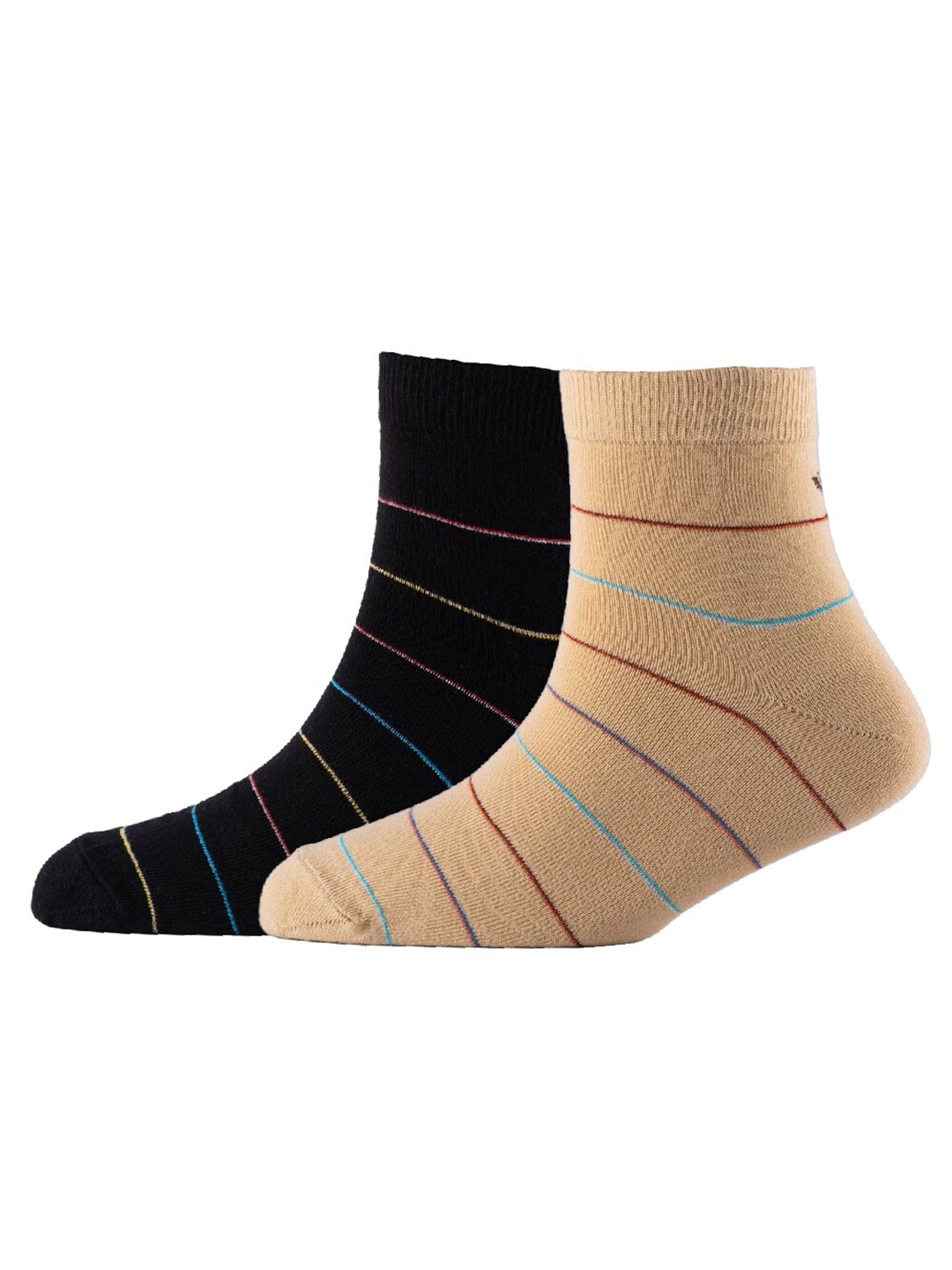 

Cotstyle Men Pack Of 2 Patterned Cotton Ankle Length Socks, Beige