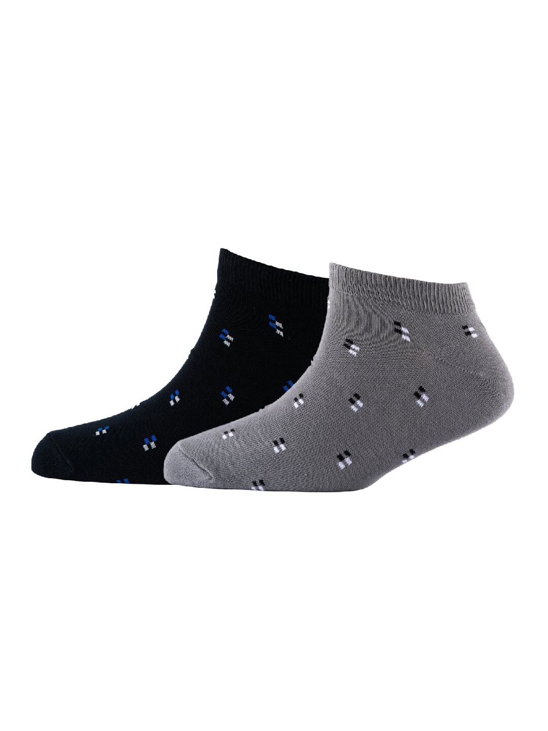 

Cotstyle Men Pack Of 2 Patterned Cotton Ankle Length Socks, Black