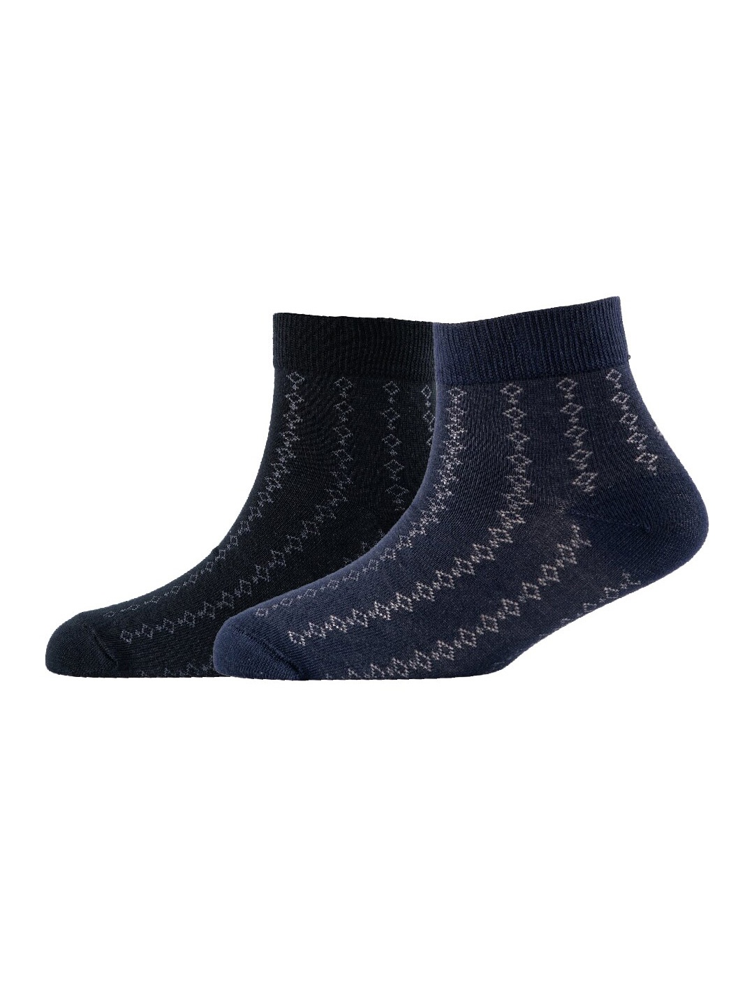 

Cotstyle Men Pack Of 2 Patterned Cotton Ankle Length Socks, Black