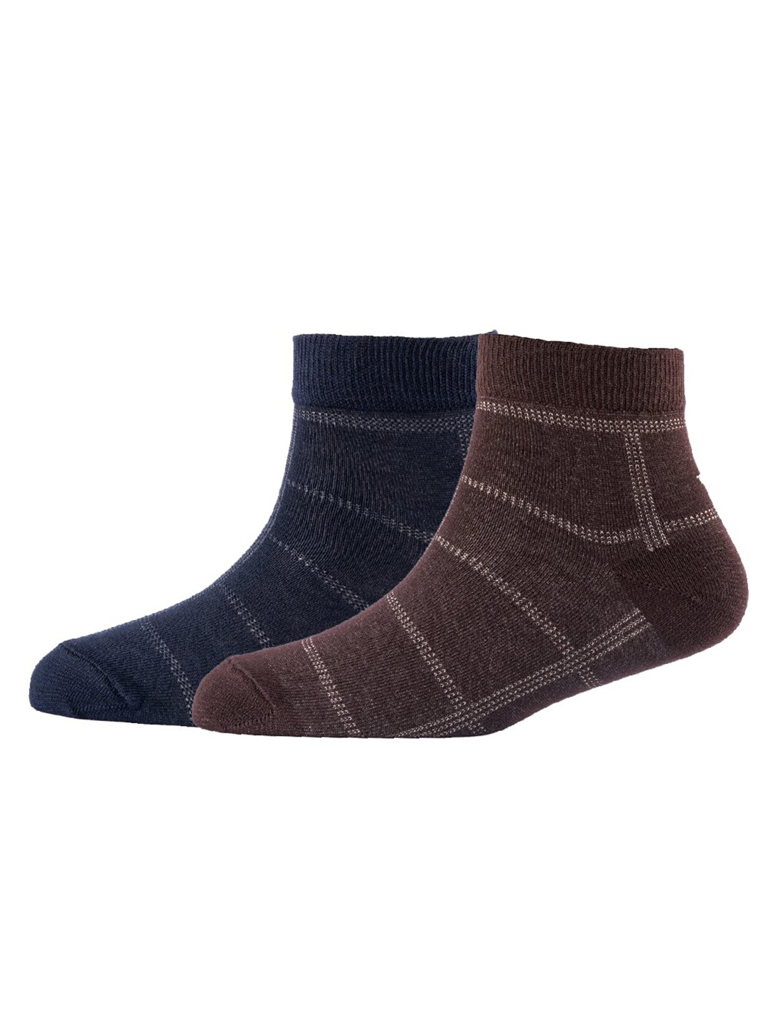 

Cotstyle Men Pack Of 2 Patterned Cotton Ankle Length Socks, Navy blue