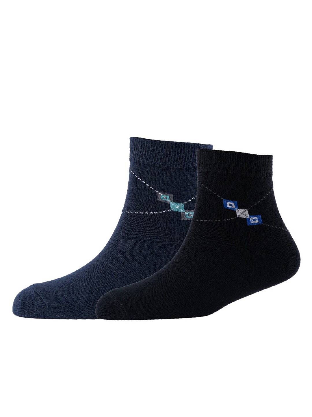 

Cotstyle Men Pack Of 2 Patterned Cotton Ankle Length Socks, Black