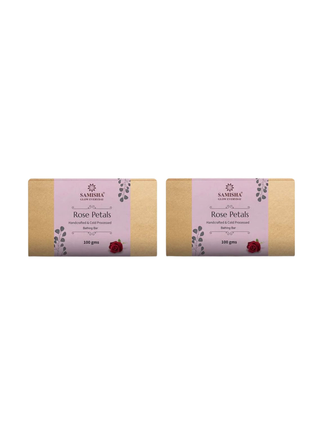 

SAMISHA Set of 2 Rose Petals Handcrafted & Cold Pressed Bathing Bar - 100g Each, Beige