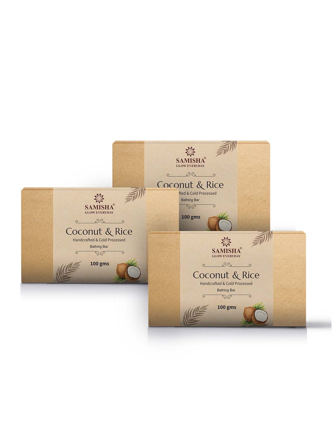 

SAMISHA Coconut & Rice Flour Handcrafted & Cold Pressed Bathing Bar - 100g, Beige