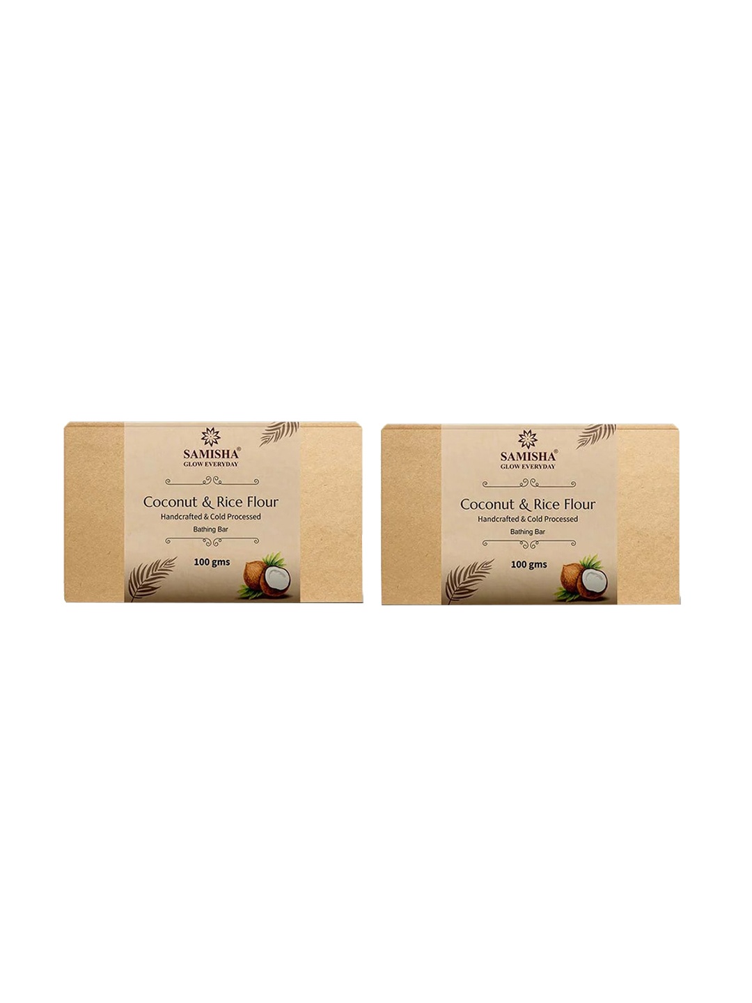 

SAMISHA Set of 2 Coconut & Rice Flour Handcrafted Cold Processed Bathing Bar - 100 g each, Beige
