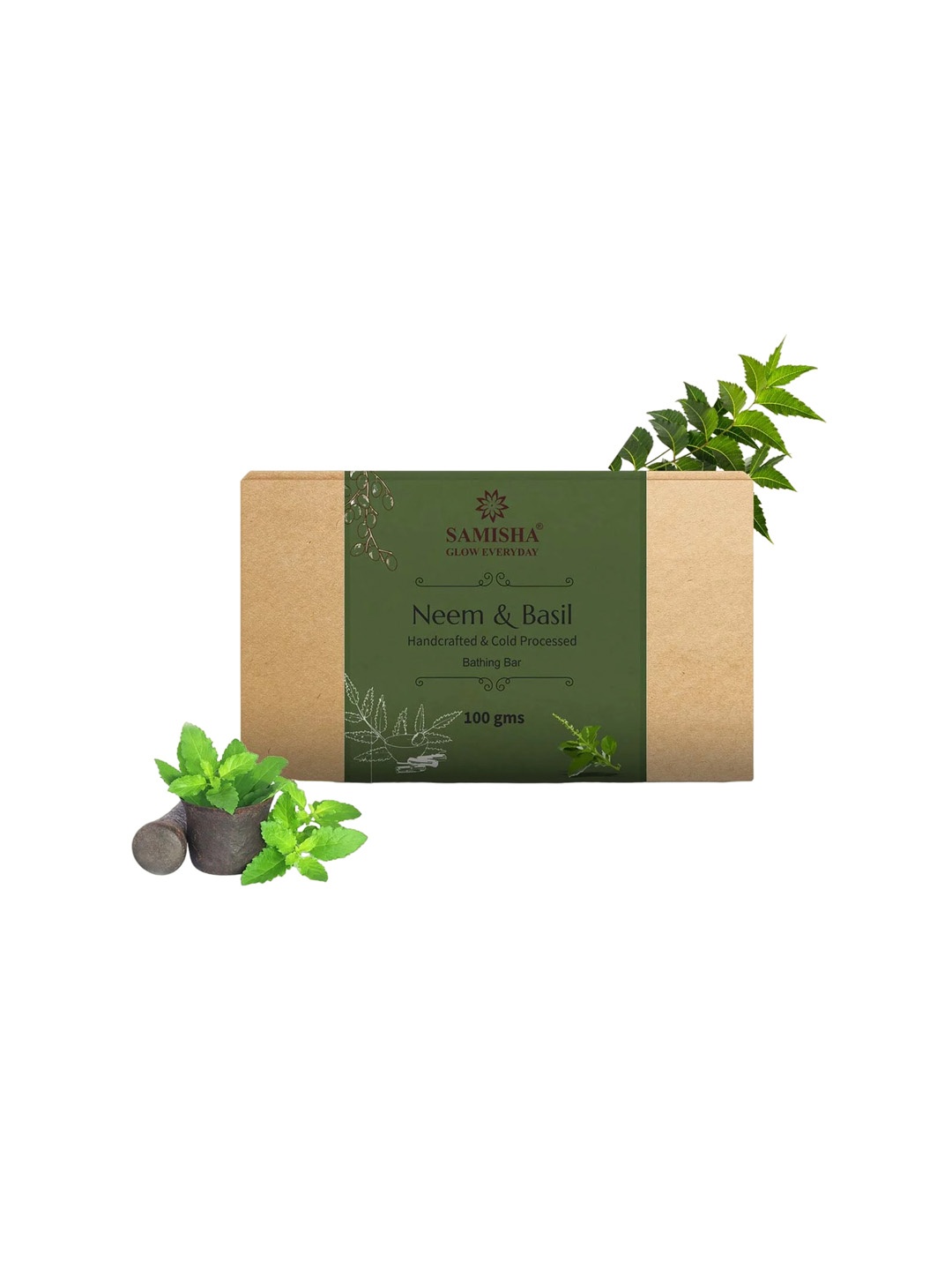 

SAMISHA Neem & Basil Handcrafted Cold-Processed Bathing Bar - 100 g, Beige