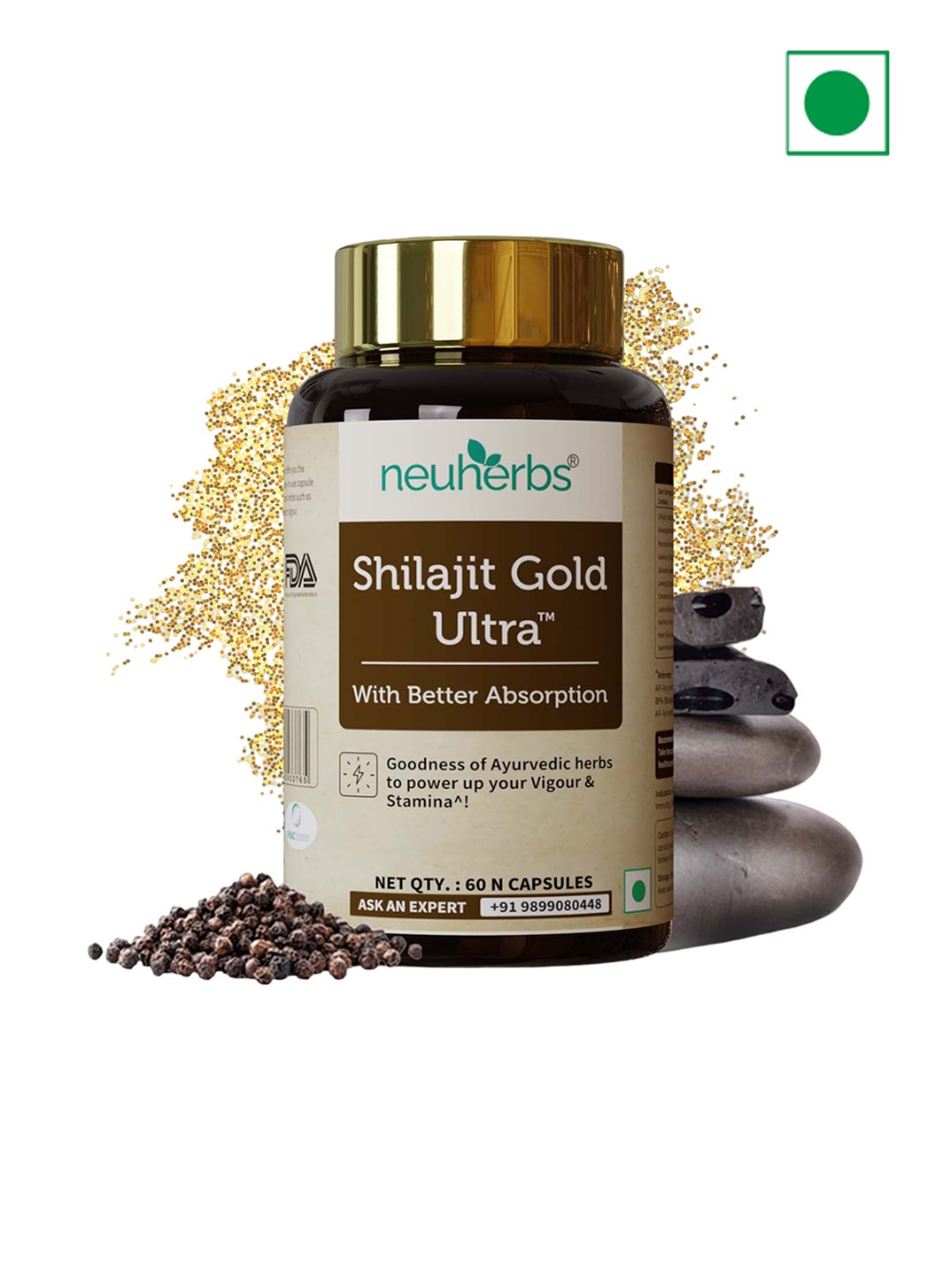 

Neuherbs Shilajit Gold Ultra Capsules - 60 Capsules, Brown