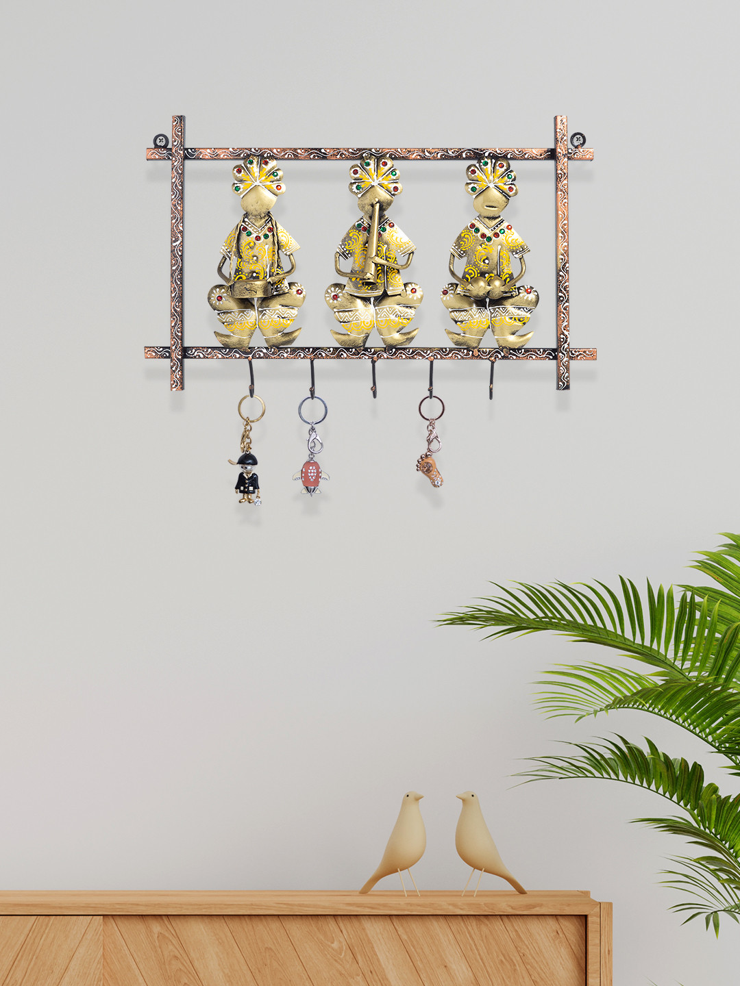 

Golden Peacock Beige Musician Hanging Wall Decor