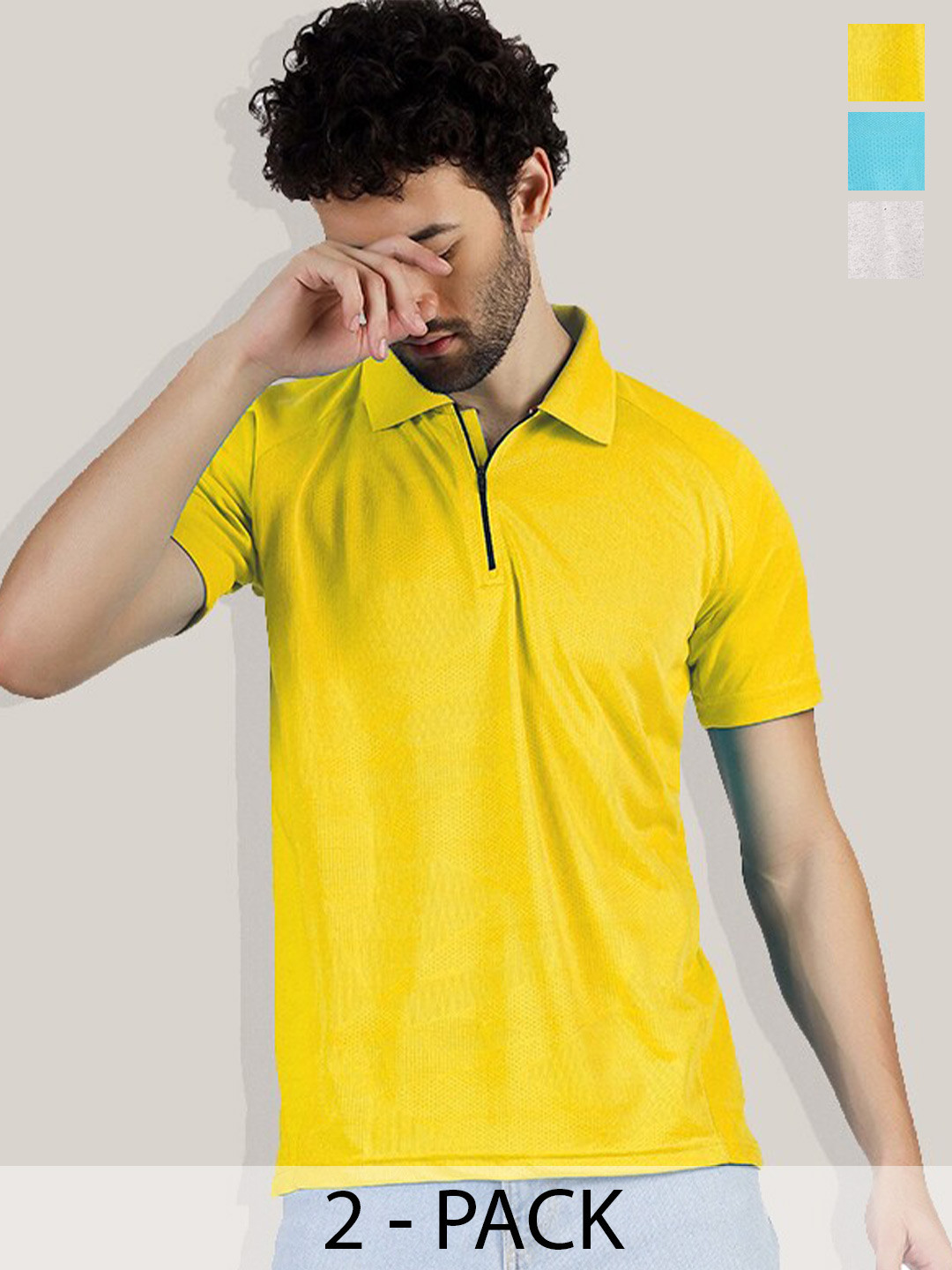 

Greylongg Pack Of 2 Polo Collar Regular Fit T-shirt, Yellow