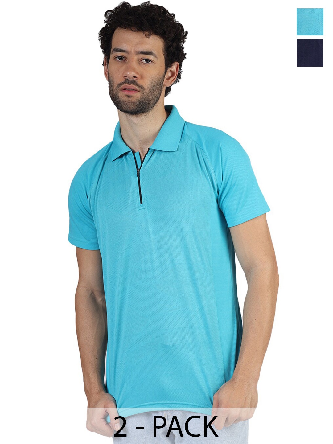 

Greylongg Pack Of 2 Polo Collar T-shirt, Blue