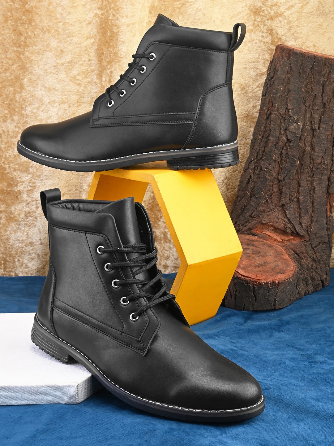 

The Roadster Lifestyle Co. Black Faux Leather Laced Up Boots