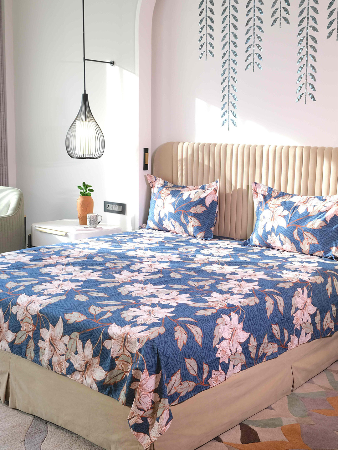 

Pure Decor Queen Size Double Bed Bedsheet With 2 Pillow Covers 90in X 100in,228cm X 254cms, Blue