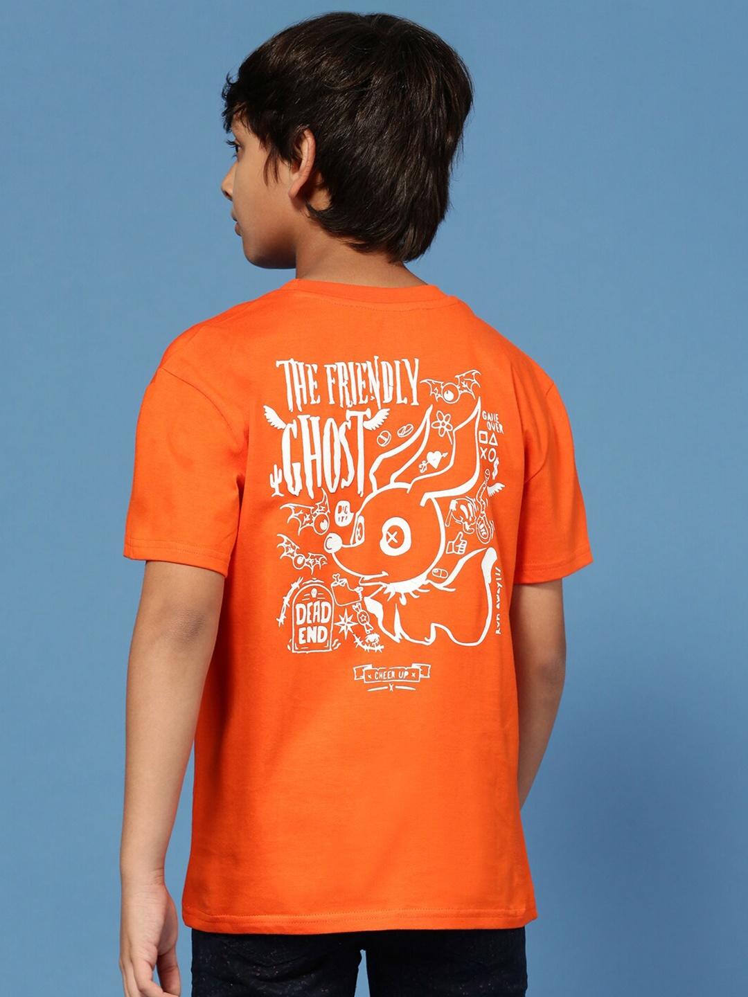 

PIPIN Boys Typography Printed Cotton T-shirt, Orange