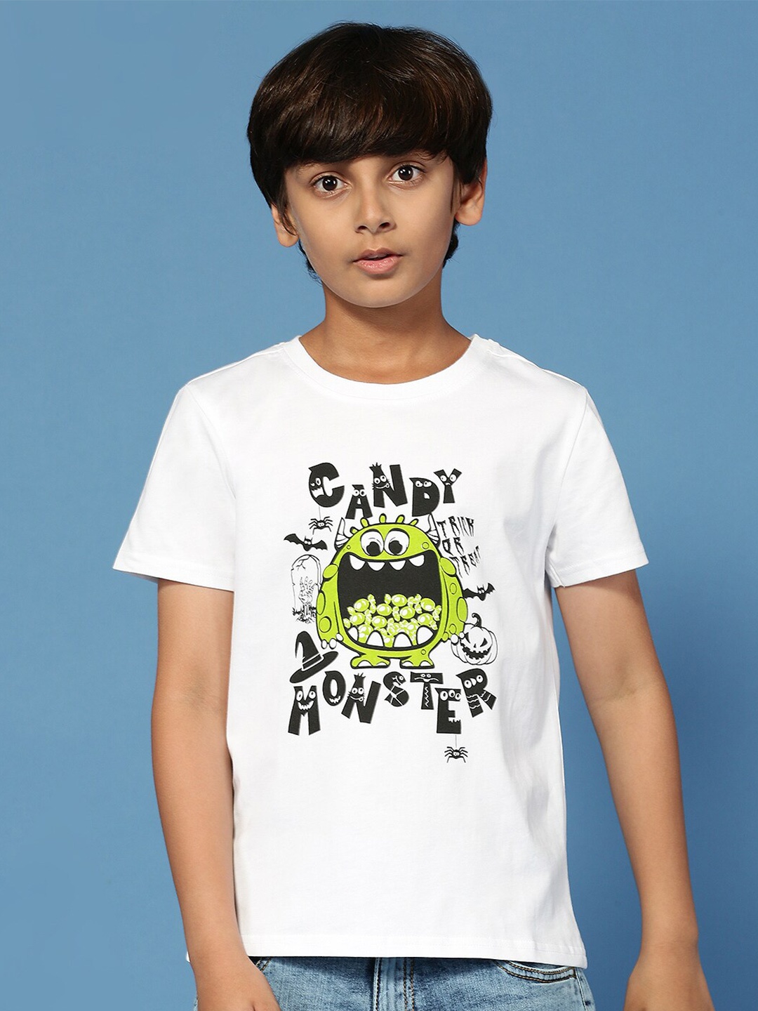 

PIPIN Boys Graphic Printed Cotton T-shirt, White