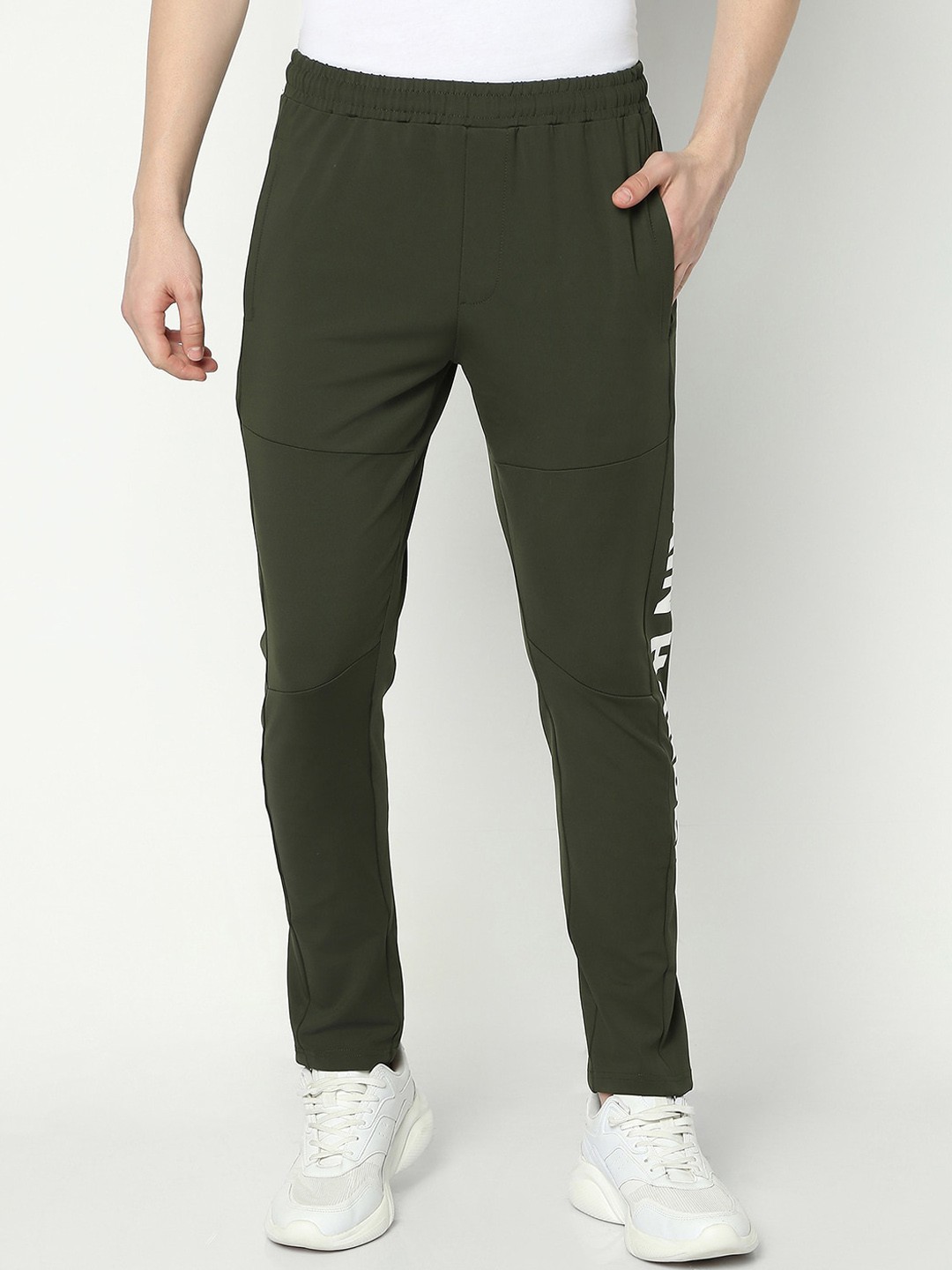 

R&B Men Typography Printed Regular Fit Mid-Rise Track Pants, Green