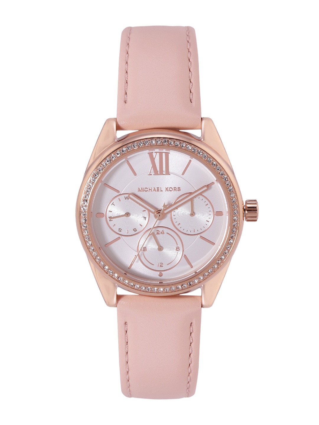 

Michael Kors Women Leather Straps Analogue Watch MK7316, White